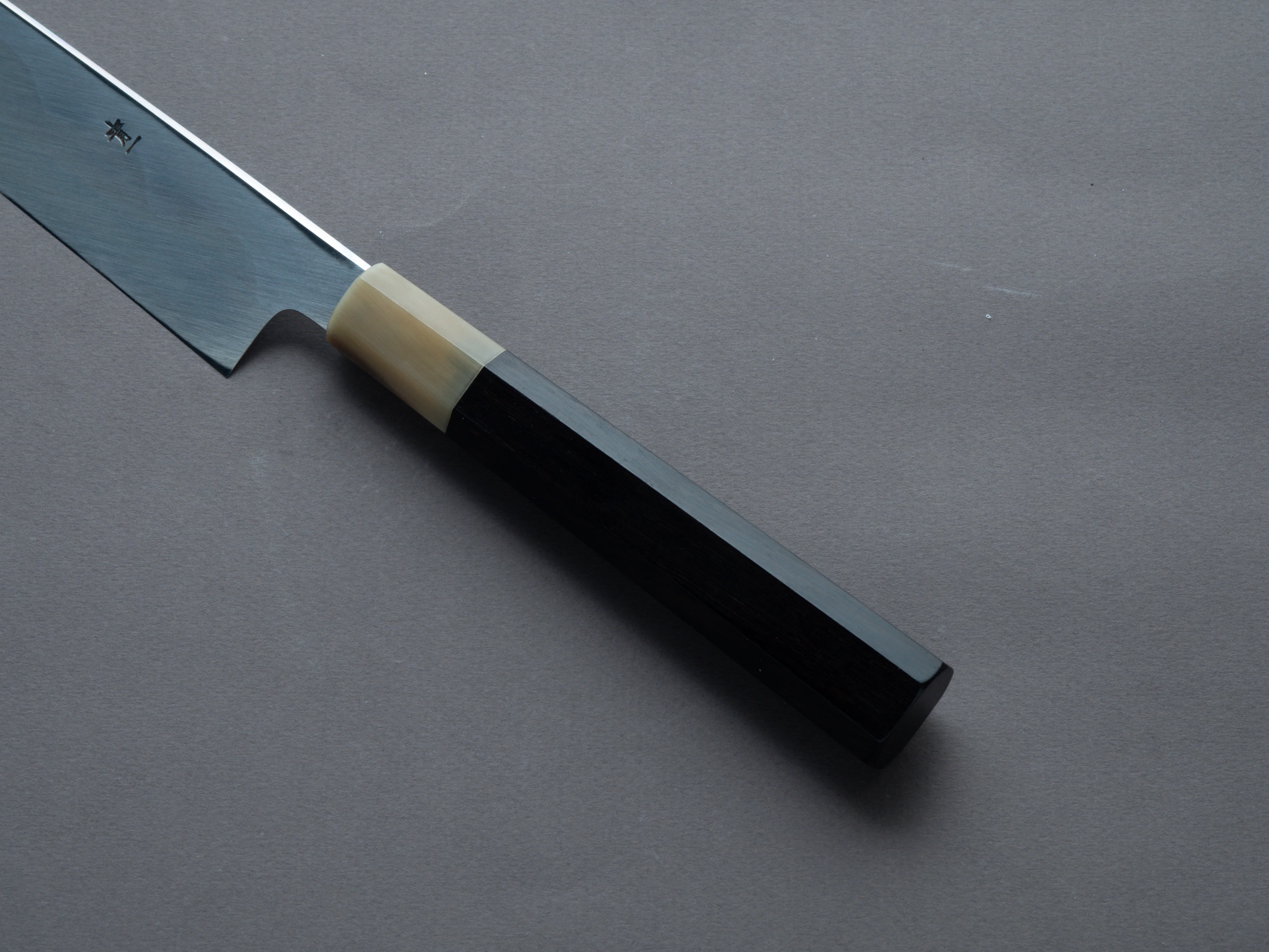 Hitohira - Tanaka x Mosuke - Blue #1 - Mirror Polished - 300mm Yanagiba - Ebony Handle - Saya - Image 5