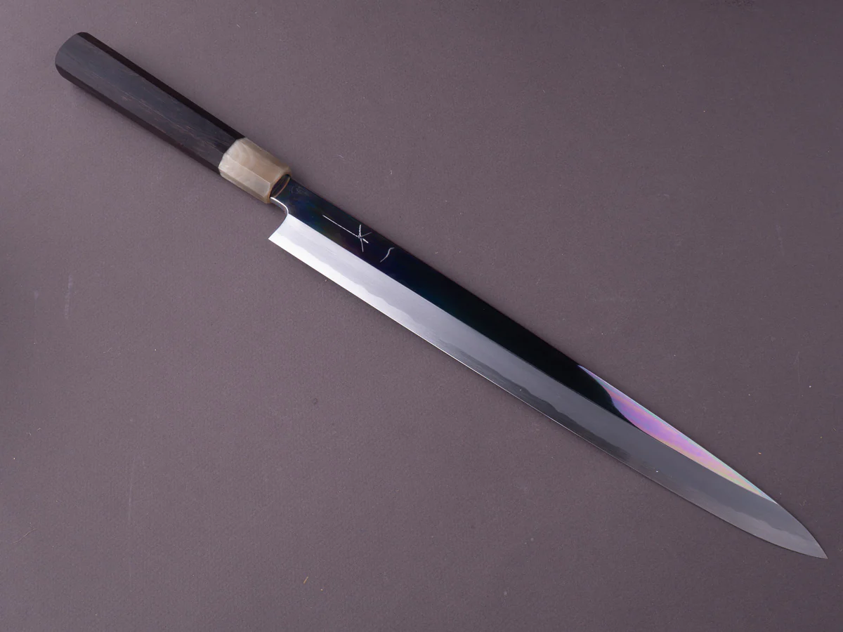Hitohira - Tanaka x Mosuke - Blue #1 - Mirror Polished 330mm Yanagiba - Ebony Handle - Saya