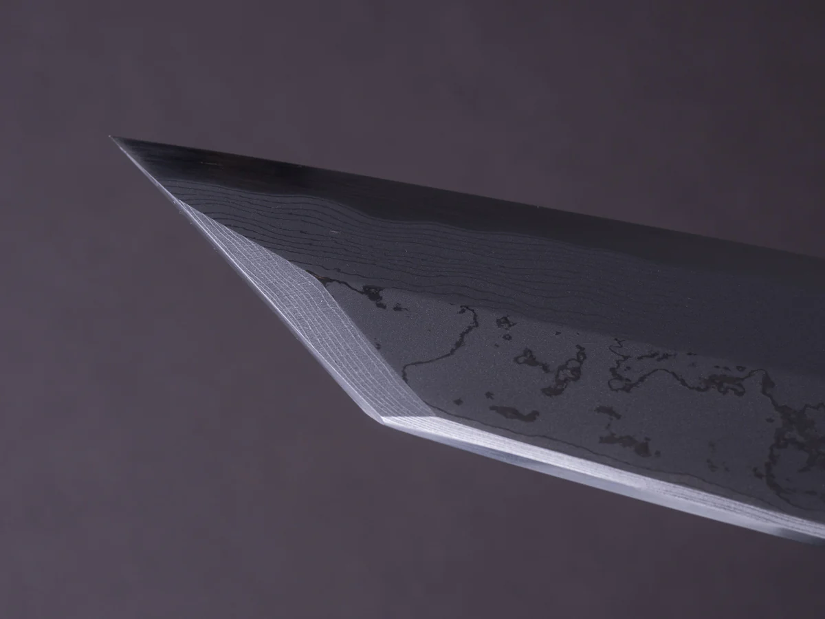 Hitohira - Tanaka x Mosuke - Blue #1 Damascus - 270mm Kiritsuke - Ziricote Handle - Image 13