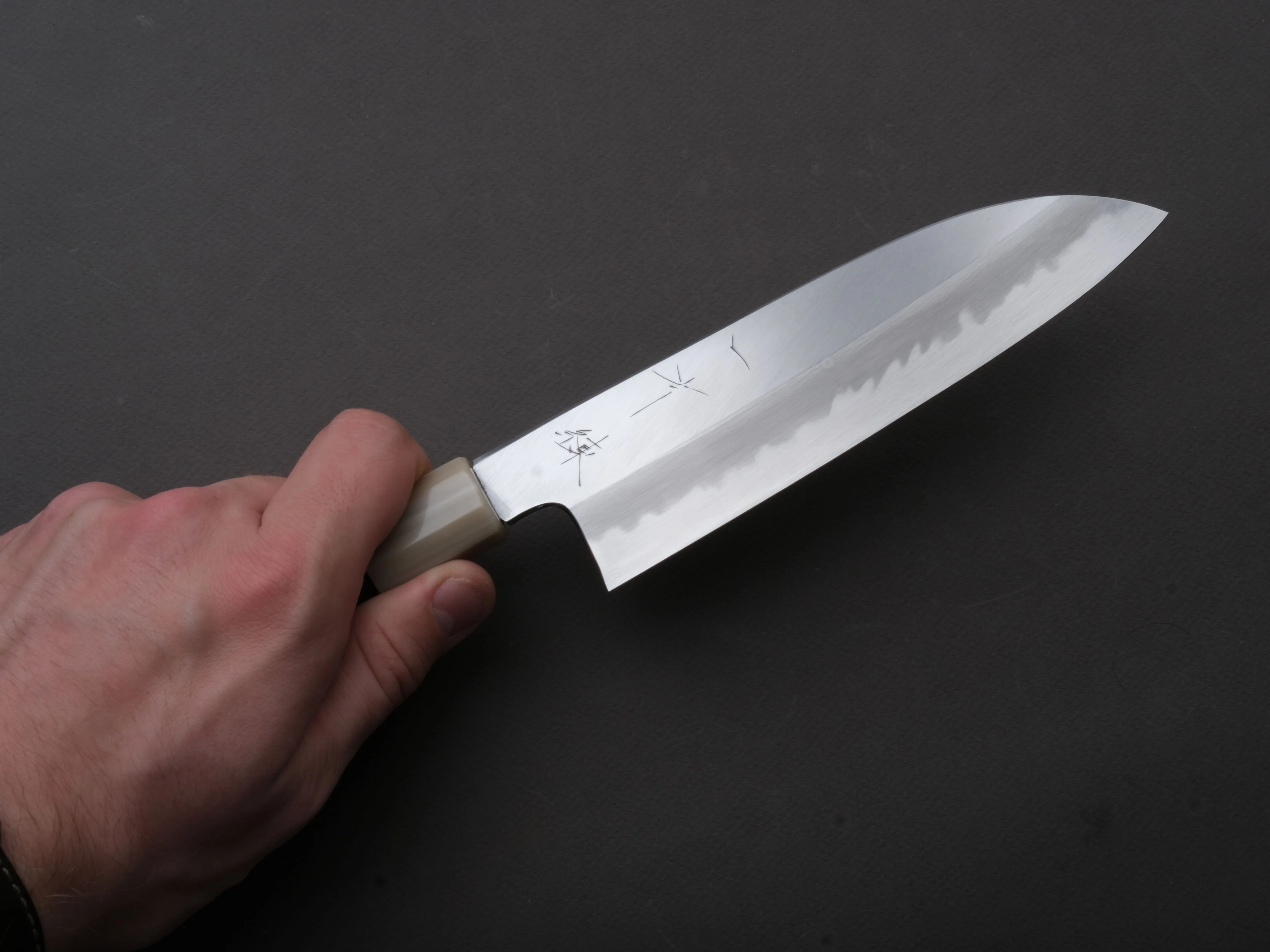 Hitohira - Tanaka x Ren - White #2 - Santoku - 180mm - Ebony Handle - Image 3