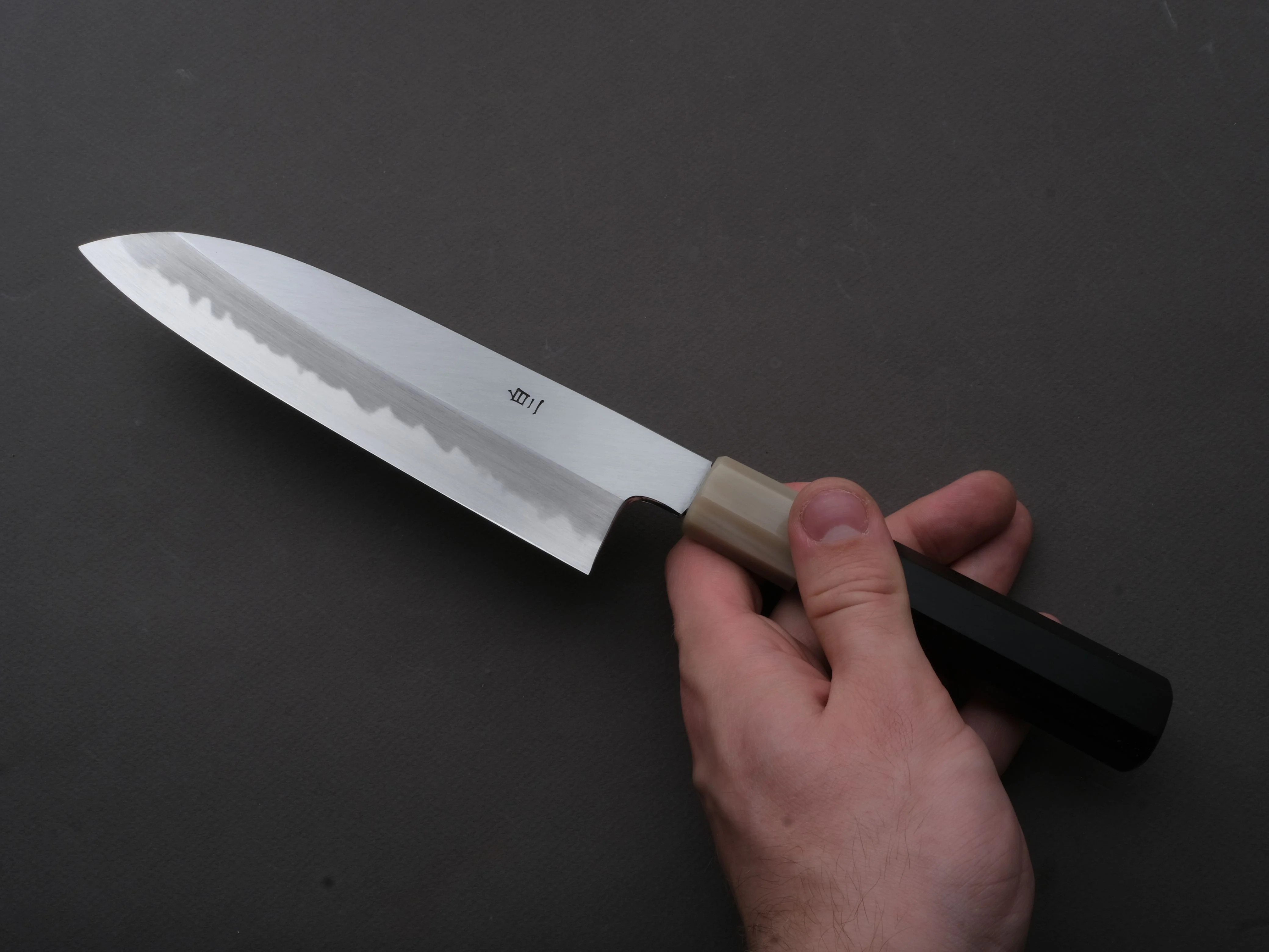 Hitohira - Tanaka x Ren - White #2 - Santoku - 180mm - Ebony Handle - Image 4