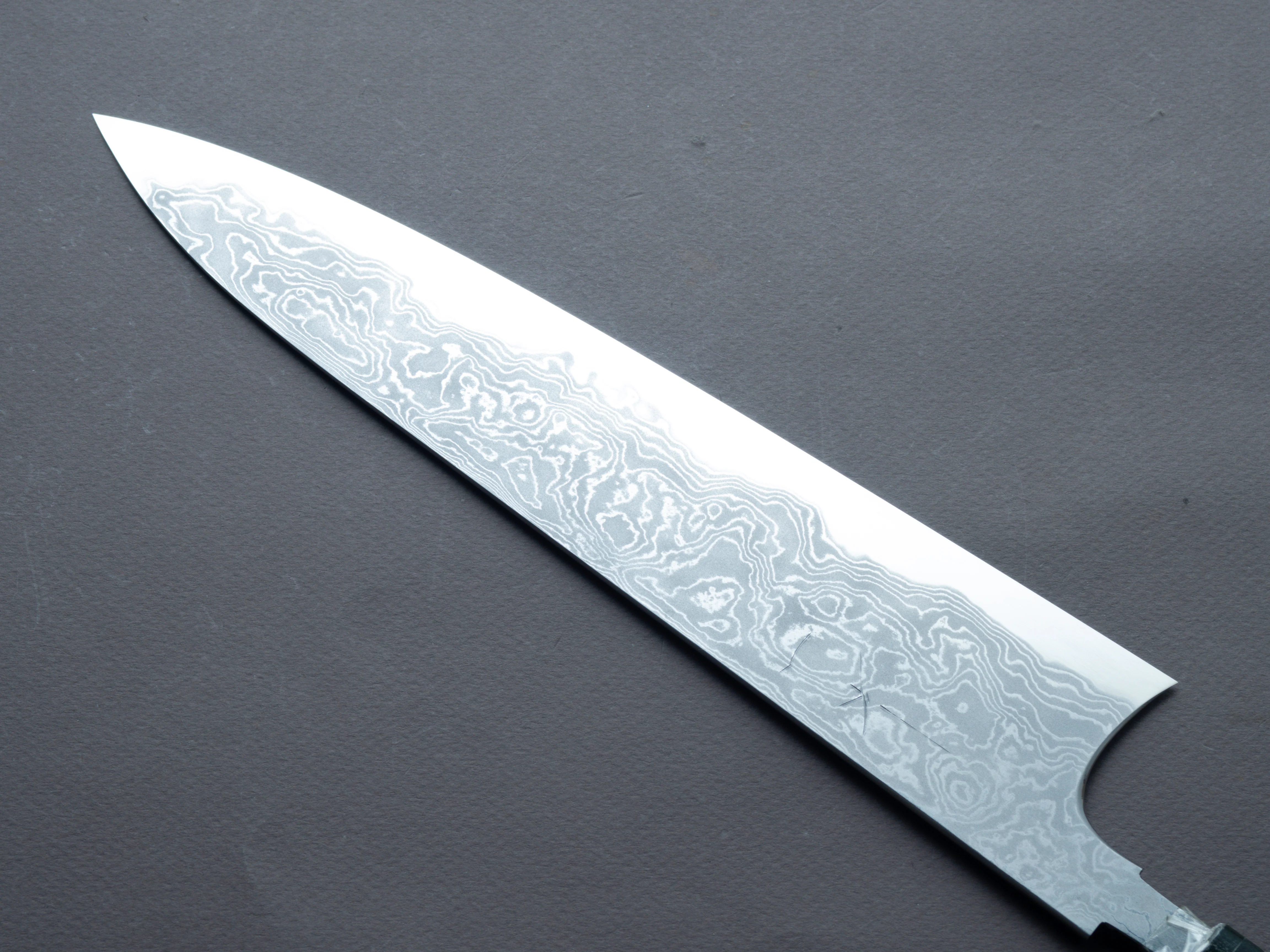 Hitohira - Tanaka x Yohei - Blue #1 Damascus - 270mm Gyuto - No Handle - Image 4
