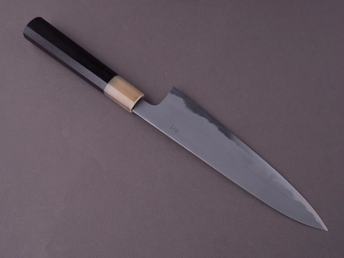 Hitohira - Tanaka x Yohei -  Blue #1 - Kasumi - 210mm Gyuto -  Ebony Handle - Image 2