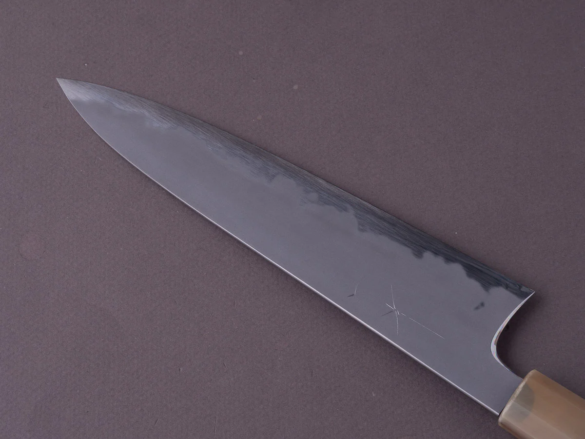 Hitohira - Tanaka x Yohei -  Blue #1 - Kasumi - 210mm Gyuto -  Ebony Handle - Image 3