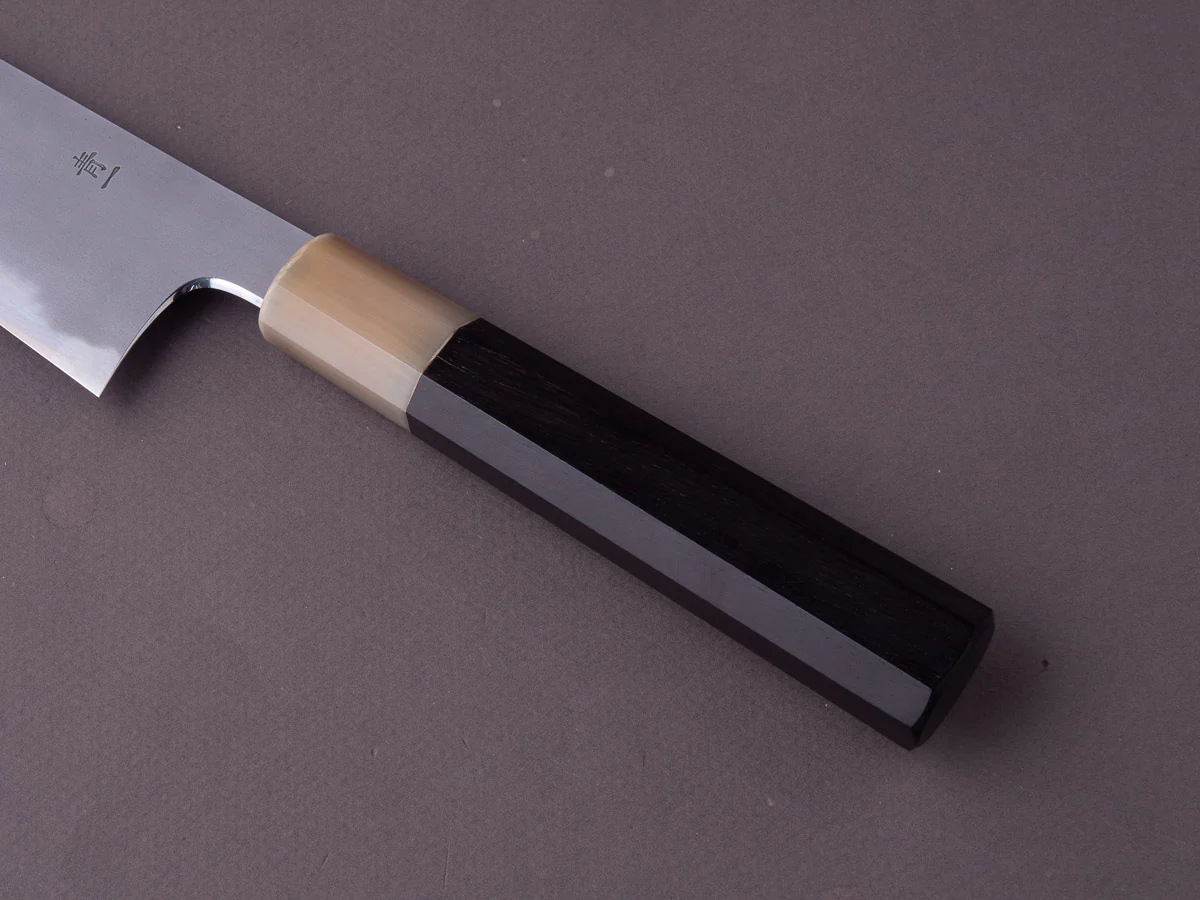Hitohira - Tanaka x Yohei -  Blue #1 - Kasumi - 210mm Gyuto -  Ebony Handle - Image 5