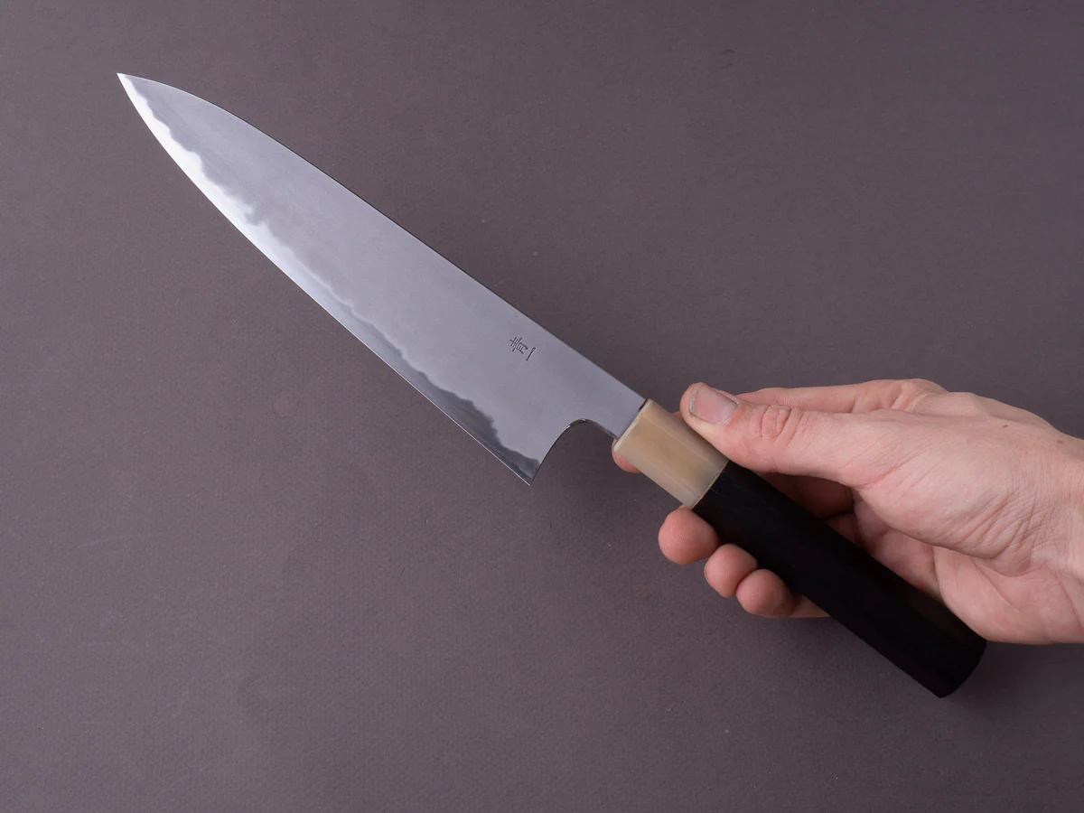 Hitohira - Tanaka x Yohei -  Blue #1 - Kasumi - 210mm Gyuto -  Ebony Handle - Image 6