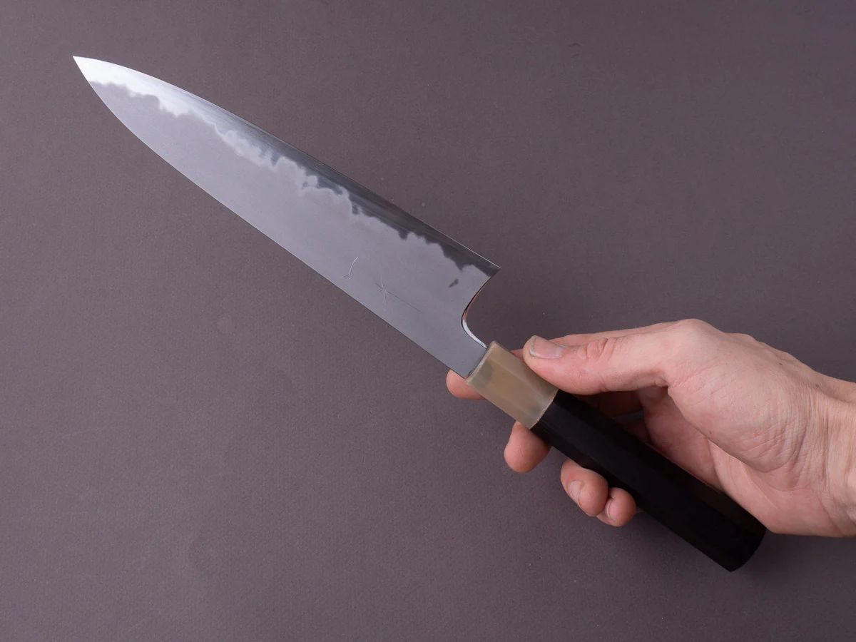 Hitohira - Tanaka x Yohei -  Blue #1 - Kasumi - 210mm Gyuto -  Ebony Handle - Image 7