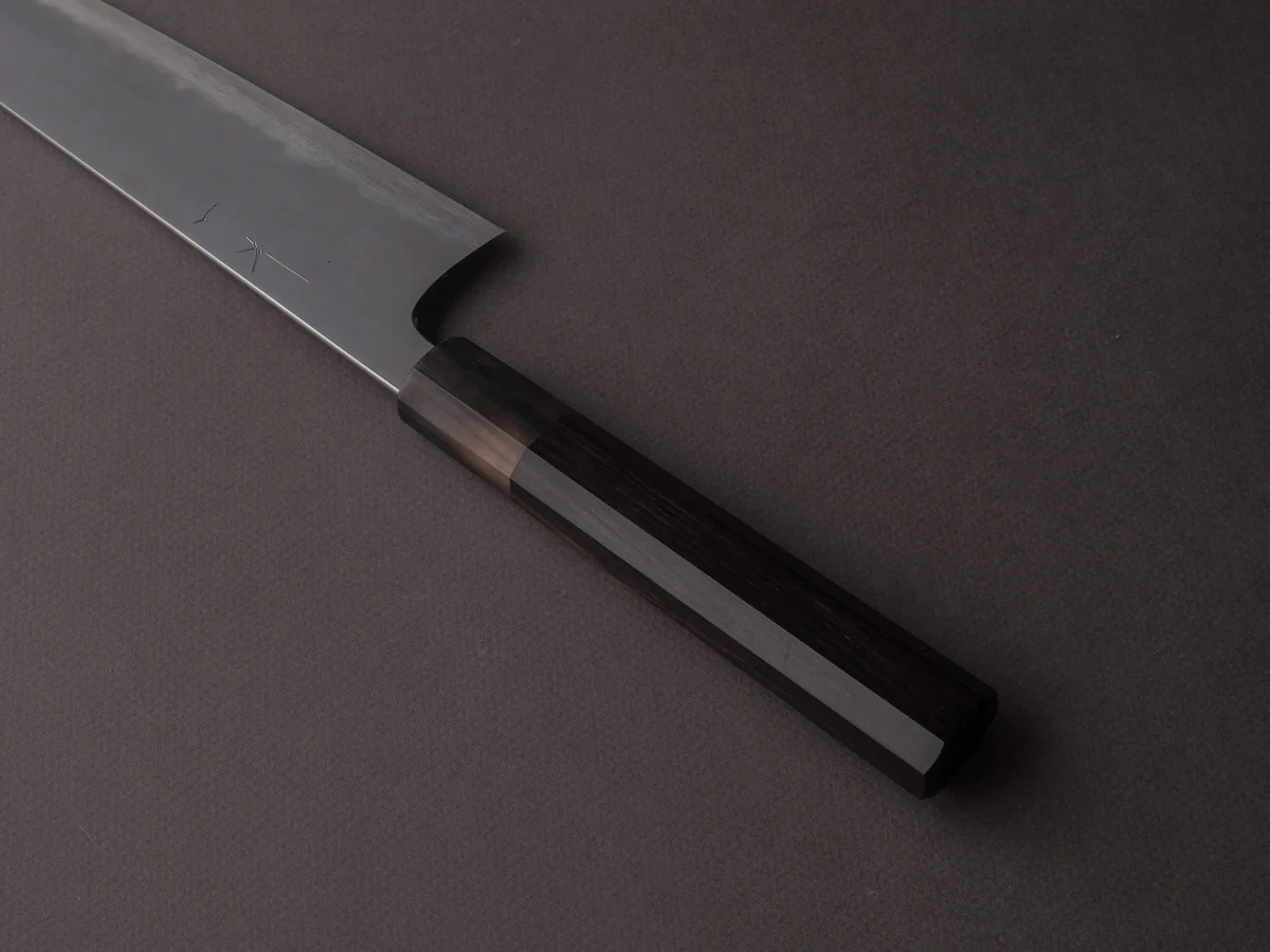 Hitohira - Tanaka x Yohei - Blue #1 Kasumi - 240mm Gyuto - Ebony Handle - Image 4
