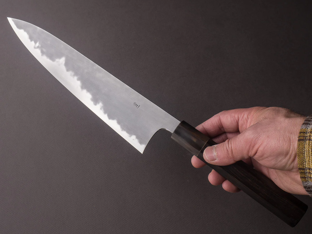 Hitohira - Tanaka x Yohei - Blue #1 Kasumi - 240mm Gyuto - Ebony Handle - Image 6