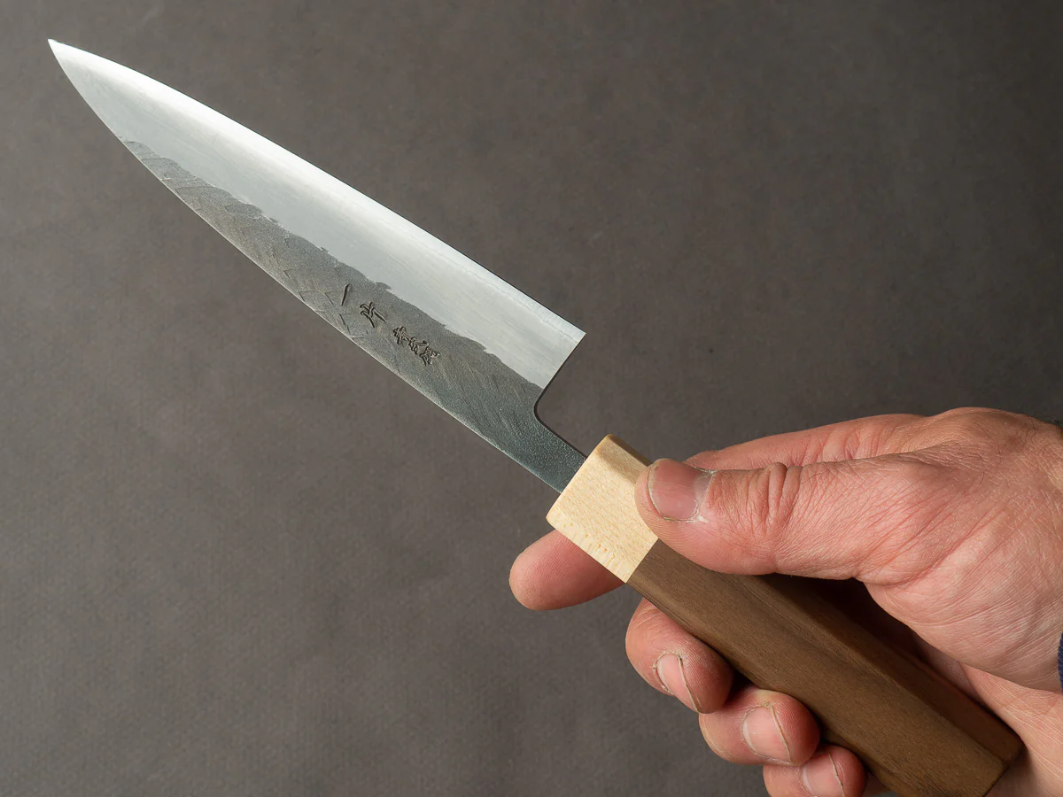 Hitohira - TD - Blue #2 - Stainless Clad - Kurouchi - Petty - 135mm - Walnut Handle - Image 6