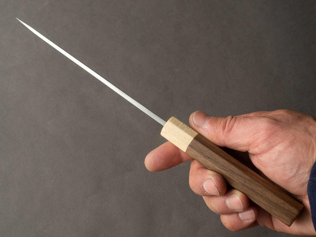 Hitohira - TD - Blue #2 - Stainless Clad - Kurouchi - Petty - 135mm - Walnut Handle - Image 7