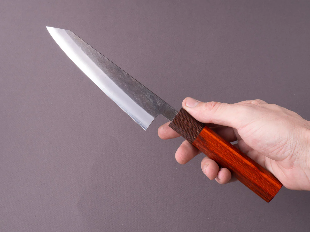 Hitohira - TD - Blue #2 - Stainless Clad - Kurouchi - Honesuki Kaku - 150mm - Padauk Handle - Image 6