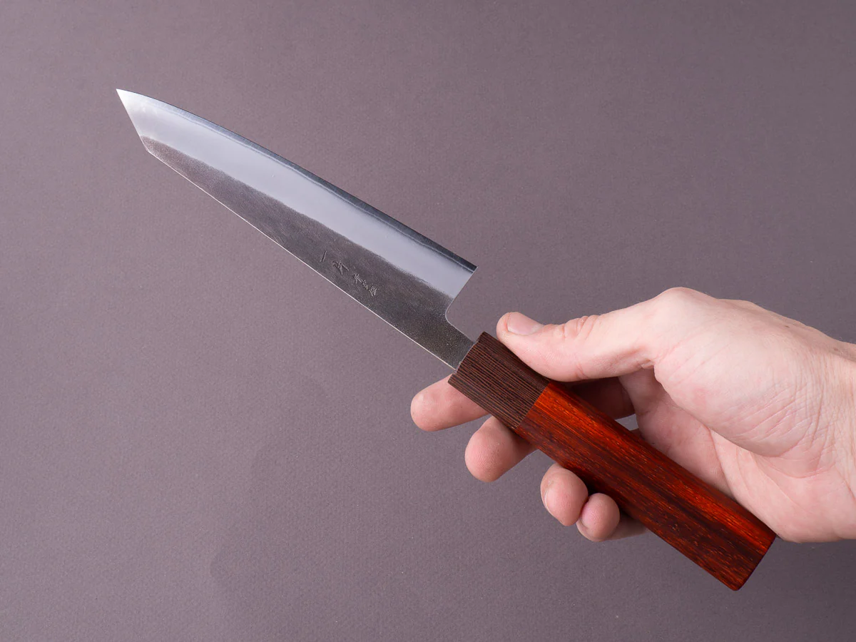 Hitohira - TD - Blue #2 - Stainless Clad - Kurouchi - Honesuki Kaku - 150mm - Padauk Handle - Image 7