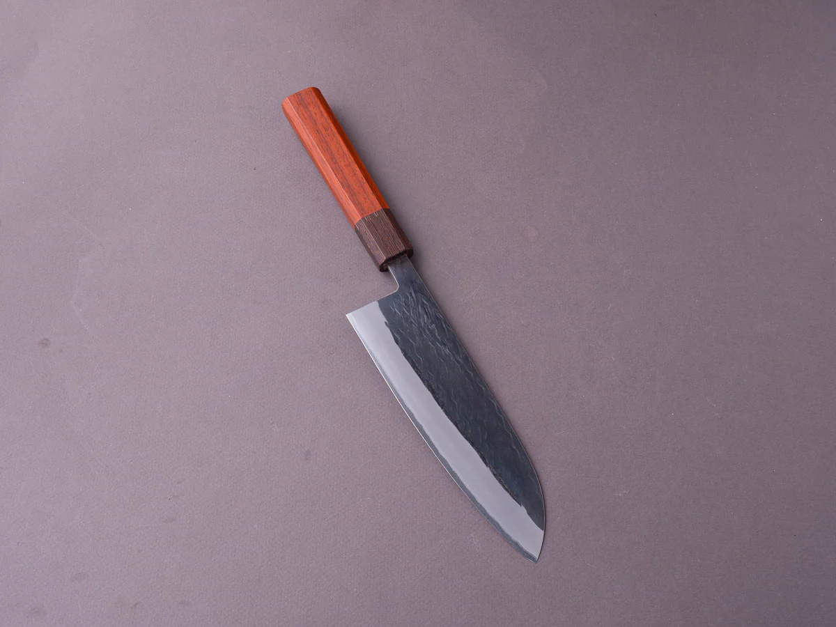 Hitohira - TD - Blue #2 - Stainless Clad - Kurouchi - Santoku - 165mm - Padauk Handle