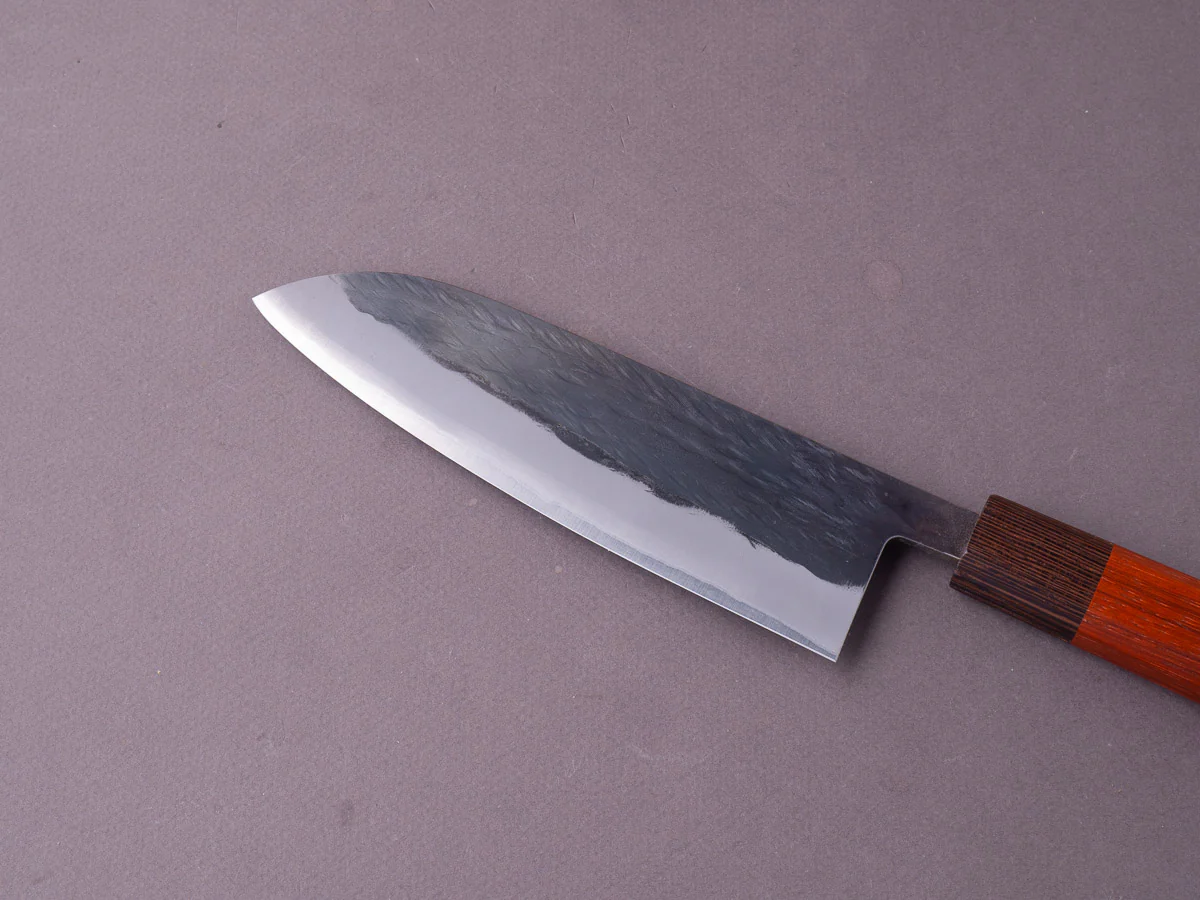 Hitohira - TD - Blue #2 - Stainless Clad - Kurouchi - Santoku - 165mm - Padauk Handle - Image 8