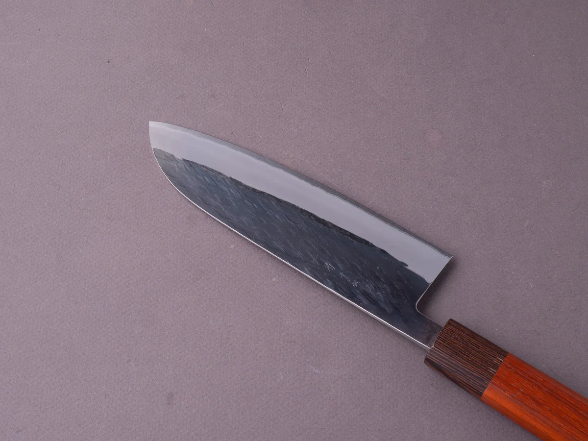 Hitohira - TD - Blue #2 - Stainless Clad - Kurouchi - Santoku - 165mm - Padauk Handle - Image 9
