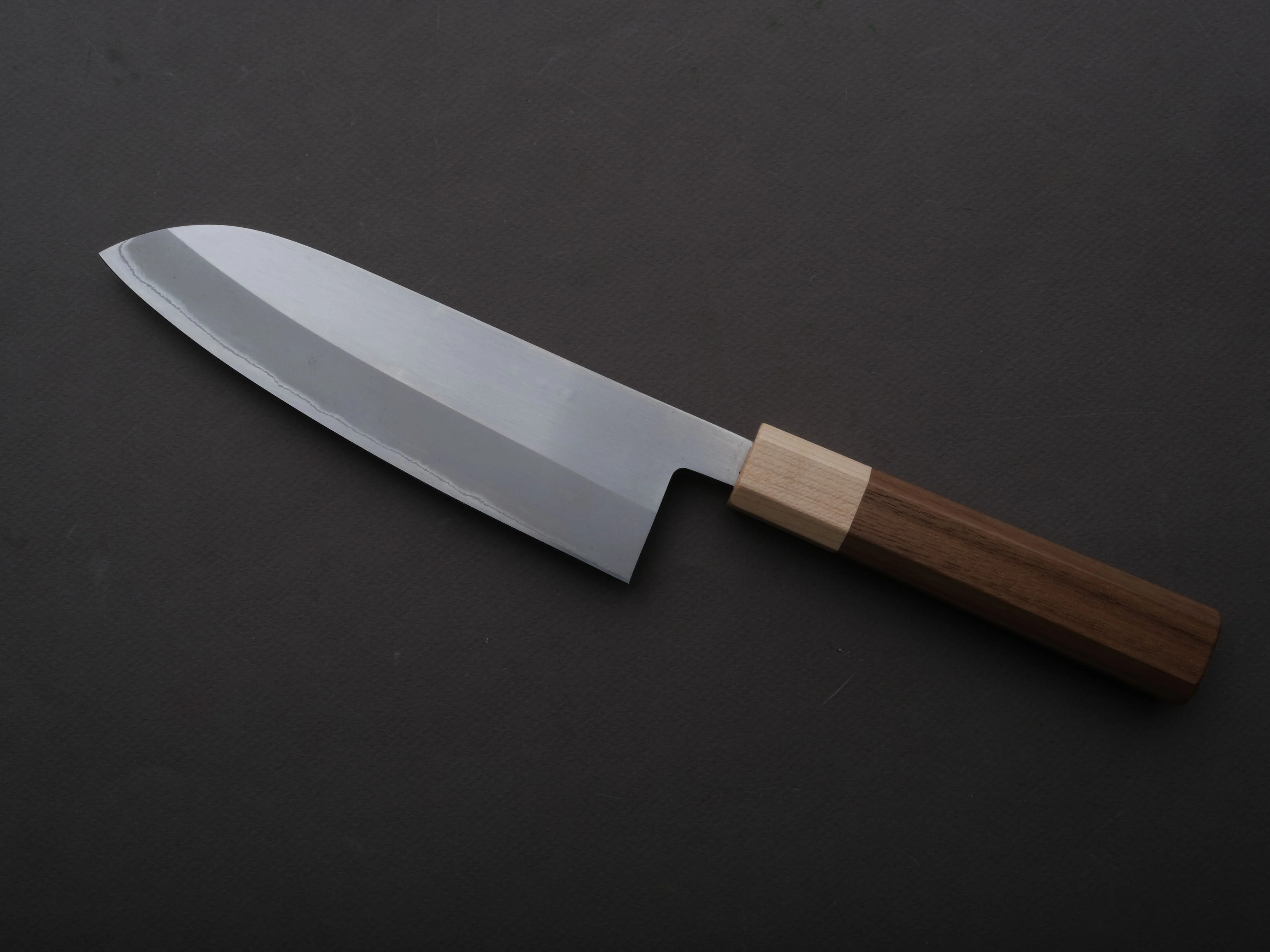 Hitohira - TD - Blue #2 - Stainless Clad - Migaki - Santoku - 165mm - Walnut Handle - Image 2