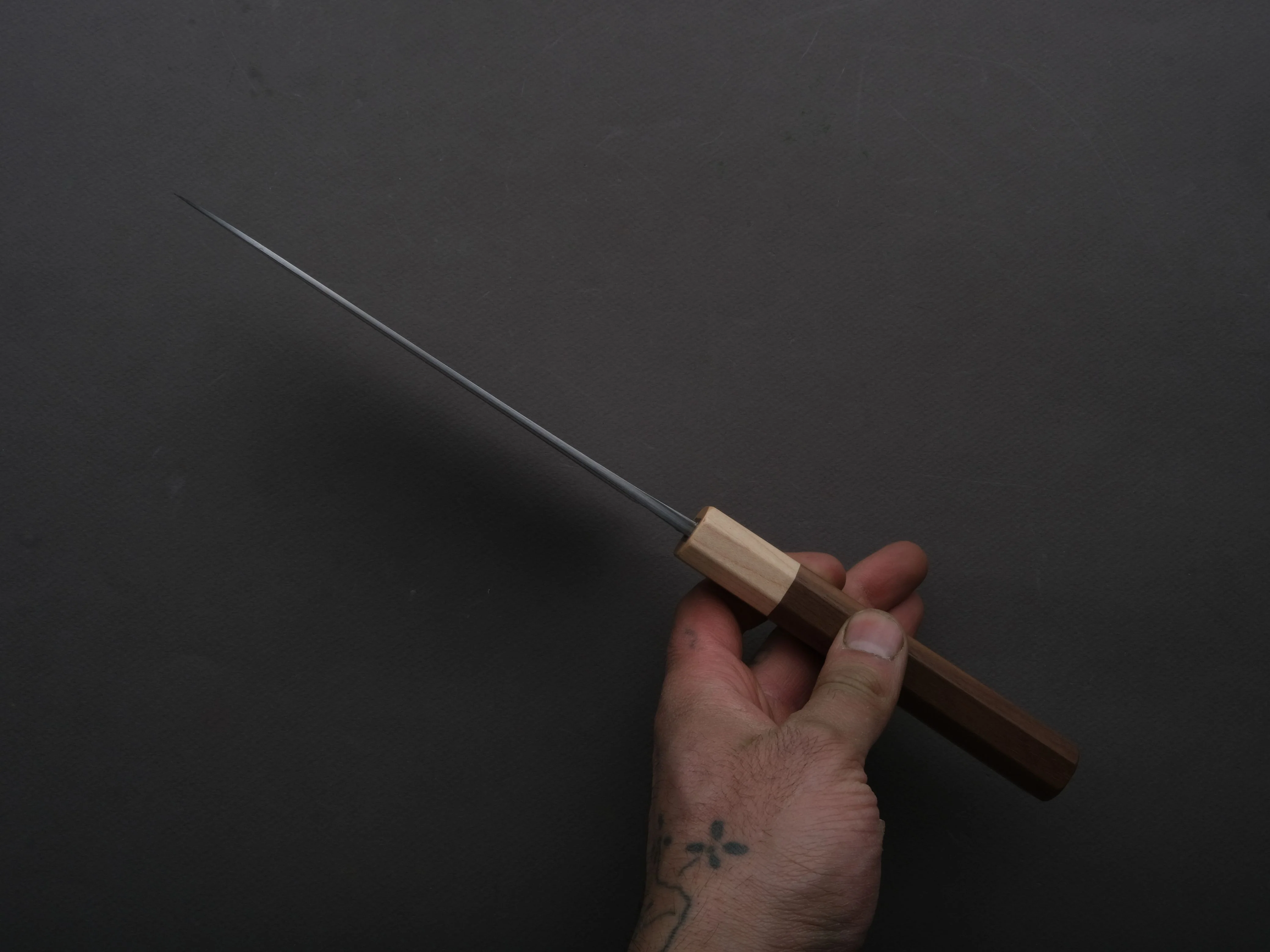 Hitohira - TD - Blue #2 - Stainless Clad - Migaki - Santoku - 165mm - Walnut Handle - Image 5