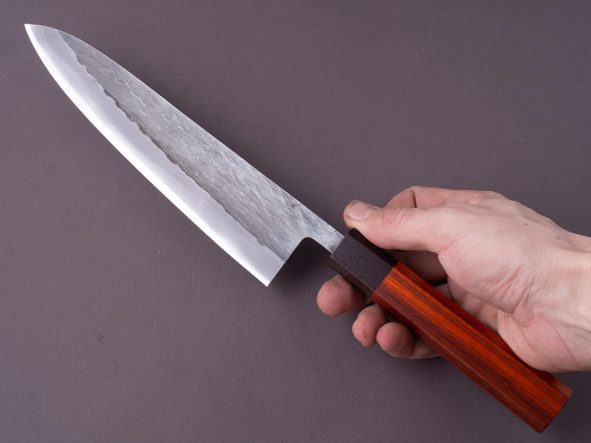 Hitohira - TD - Blue #2 - Stainless Clad - Kurouchi - Gyuto - 210mm - Padauk Handle - Image 7