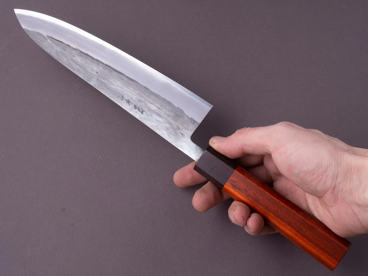 Hitohira - TD - Blue #2 - Stainless Clad - Kurouchi - Gyuto - 210mm - Padauk Handle - Image 8
