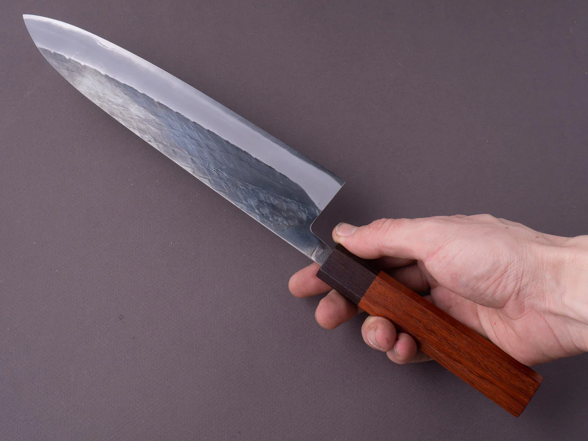 Hitohira - TD - Blue #2 - Stainless Clad - Kurouchi - Gyuto - 240mm - Padauk Handle - Image 2