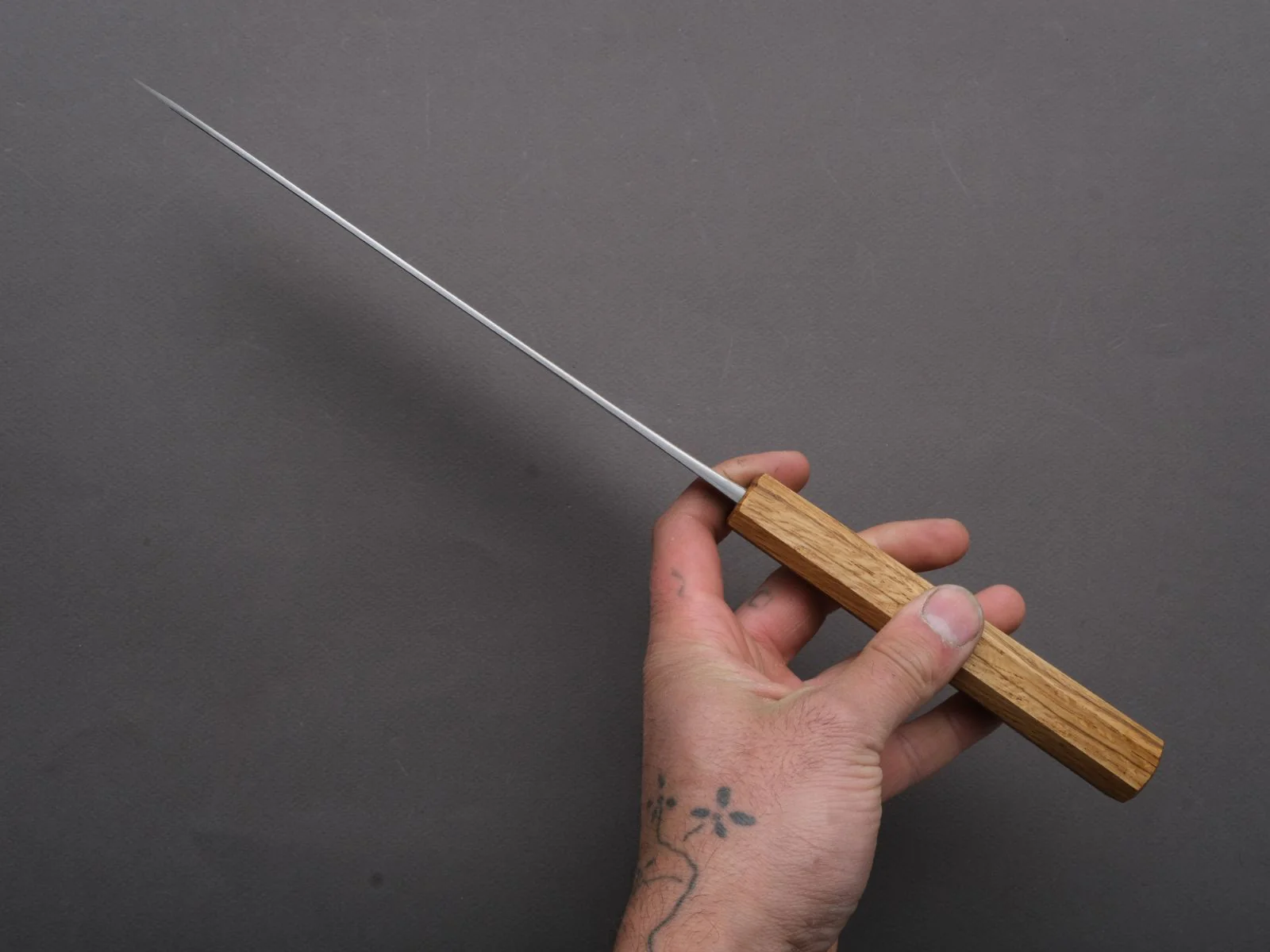 Hitohira - TD - Blue #2 - Stainless Clad - Kurouchi - Gyuto - 210mm - Oak Handle - Image 5
