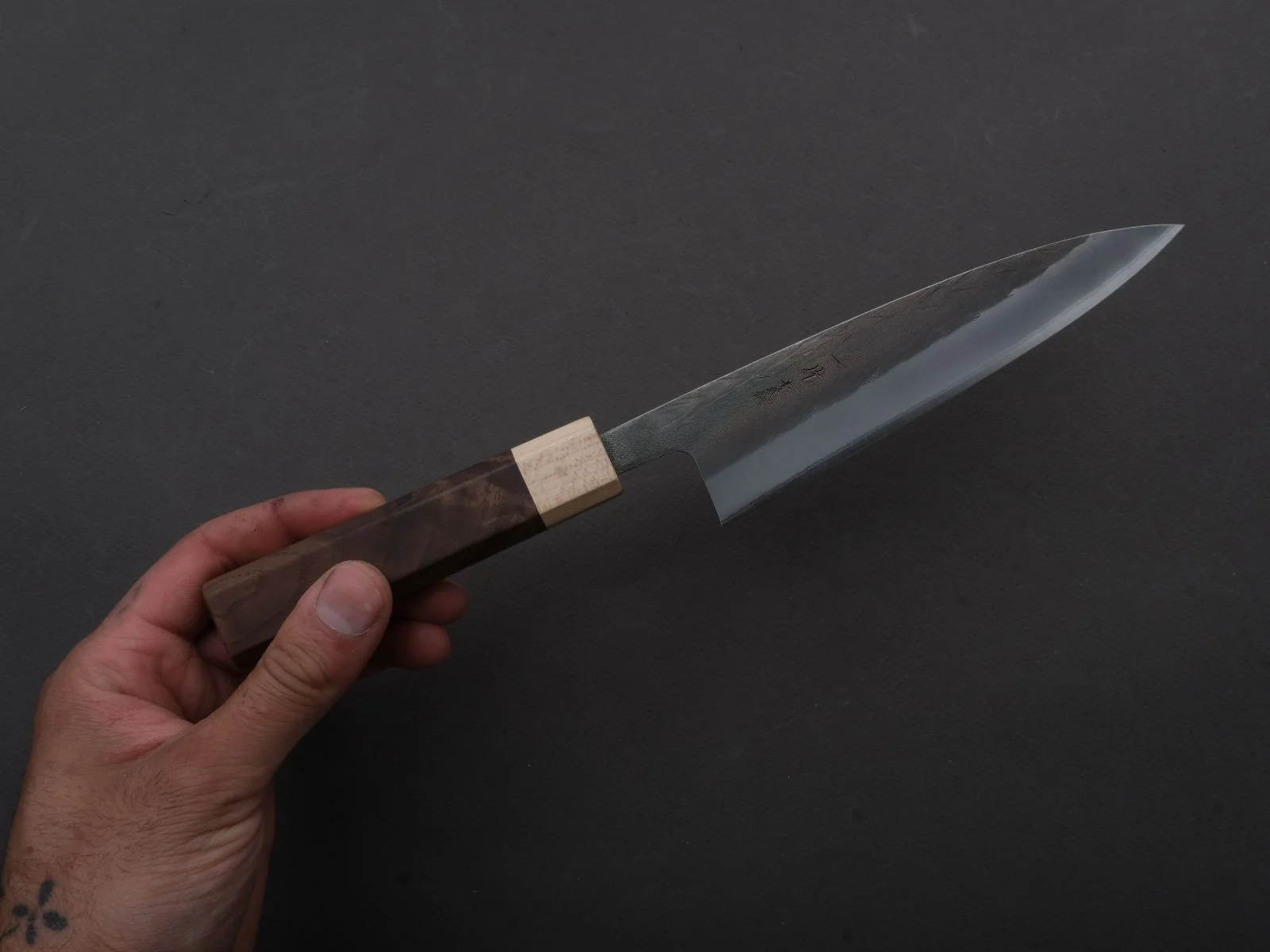 Hitohira - TD - Blue #2 - Stainless Clad - Kurouchi - Petty - 150mm - Walnut Handle - Image 3