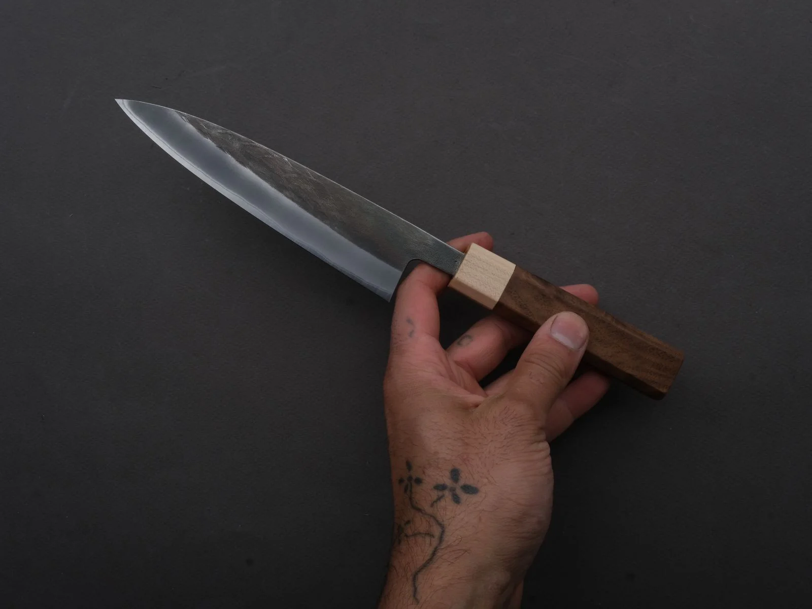 Hitohira - TD - Blue #2 - Stainless Clad - Kurouchi - Petty - 150mm - Walnut Handle - Image 4