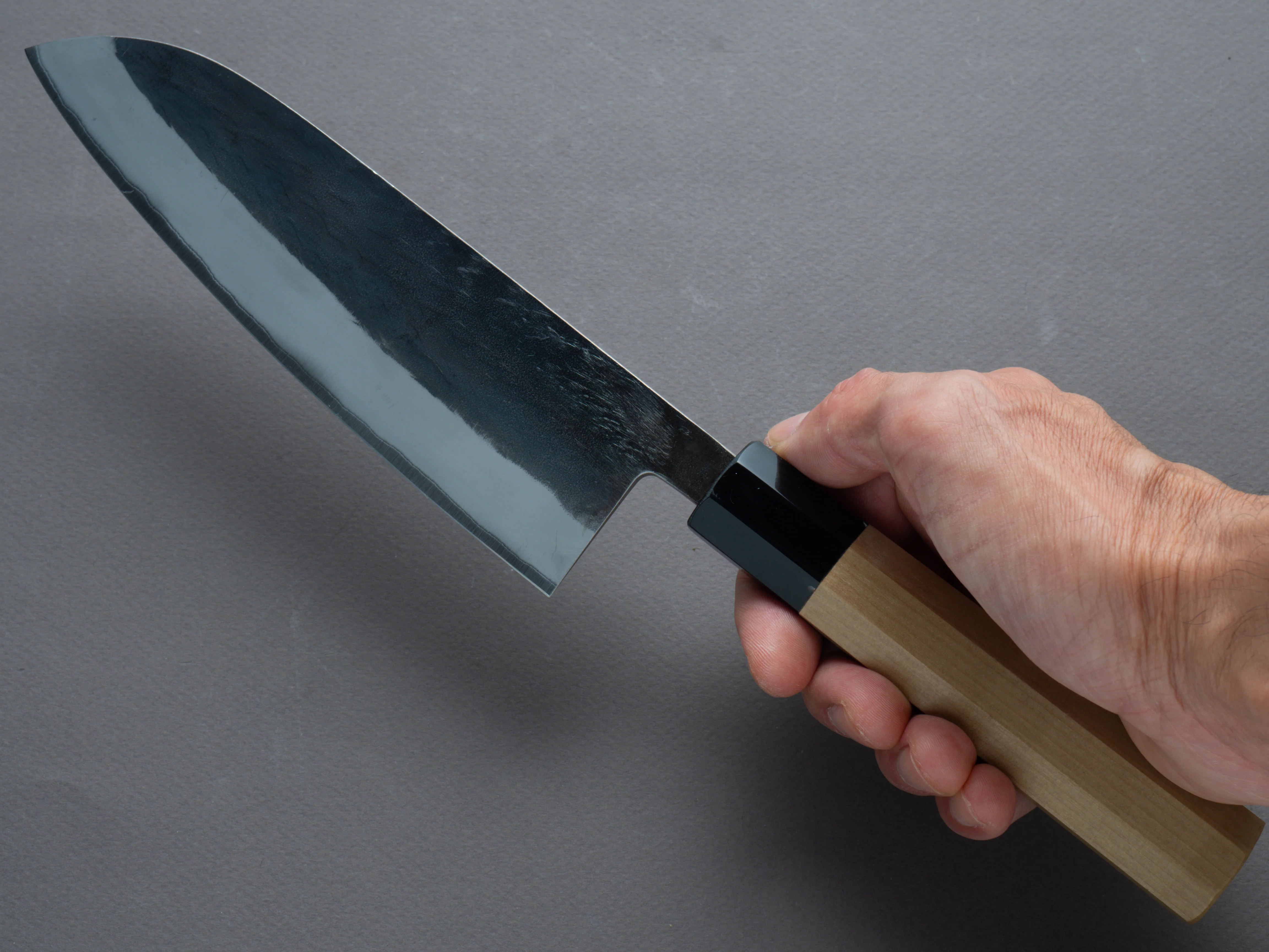 Hitohira - TD - Blue #2 - Stainless Clad - Kurouchi - Santoku - 165mm - Magnolia Handle - Image 6