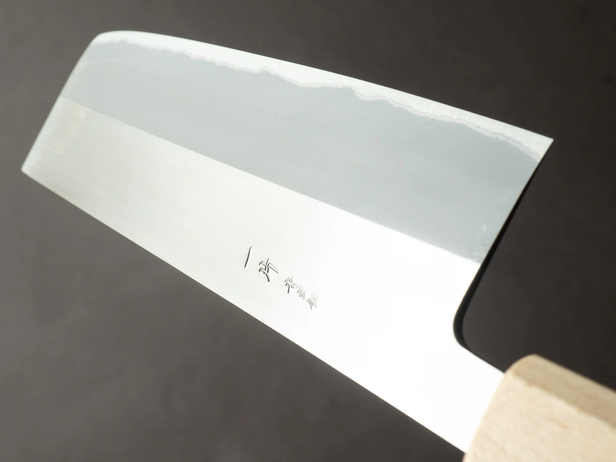 Hitohira - TD - Blue #2 - Stainless Clad - Migaki - Nakiri - 165mm - Walnut Handle - Image 10