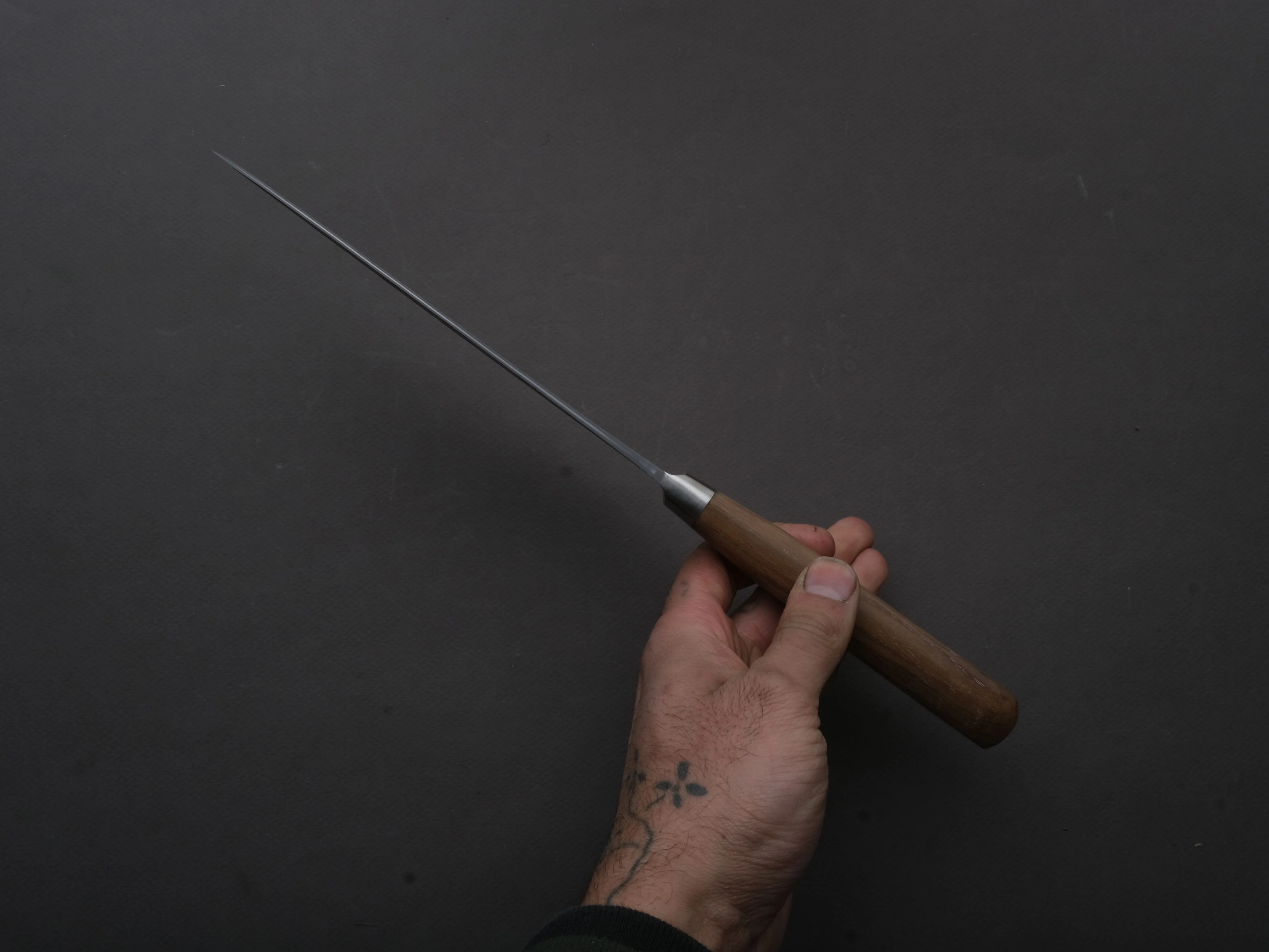 Hitohira - TD - Blue #2 - Stainless Clad - Nashiji - Santoku - 170mm - Walnut Western - Image 5