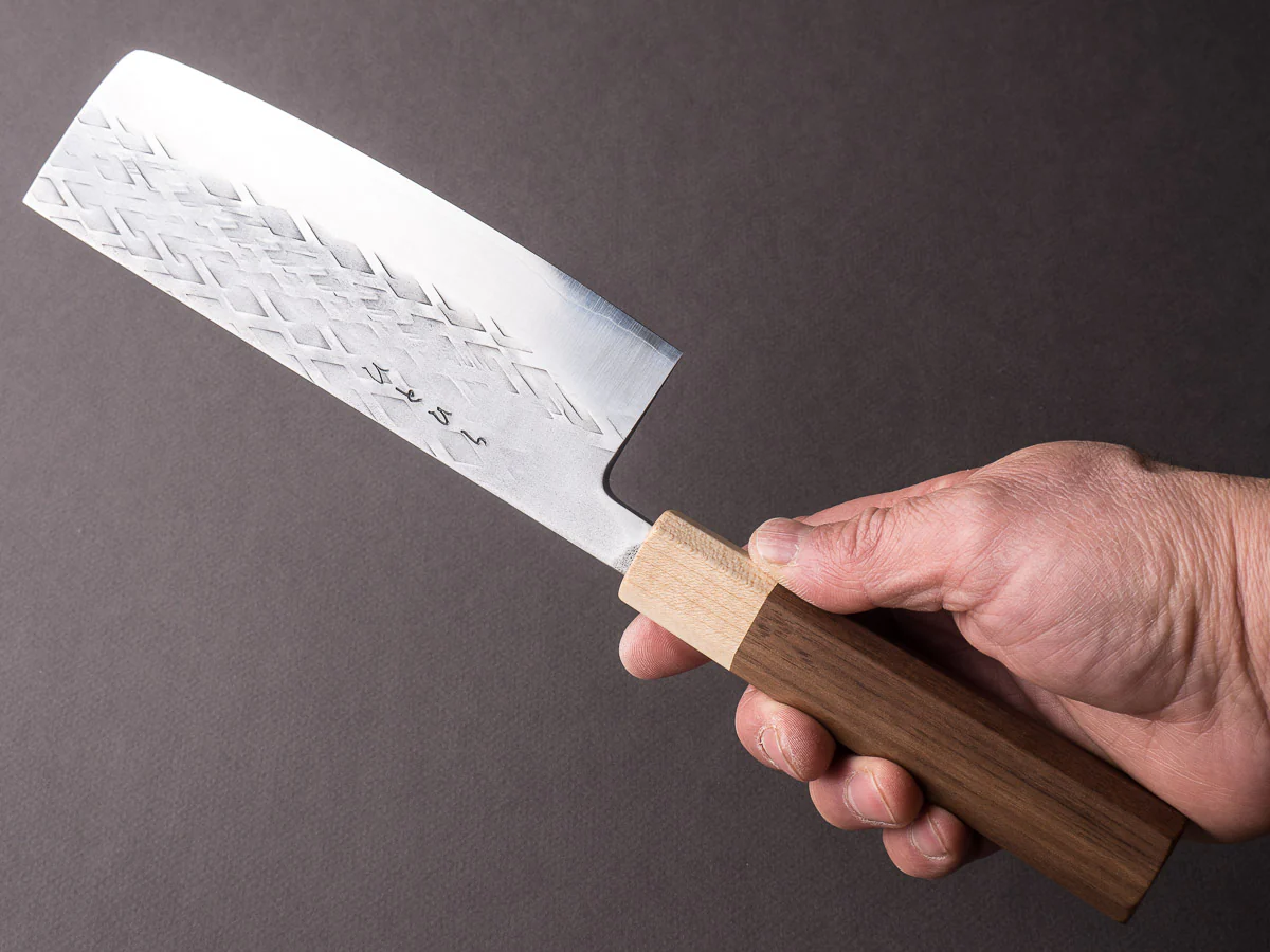 Hitohira - TD - SLD - Tsuchime - Nakiri - 165mm - Walnut Handle - Image 5