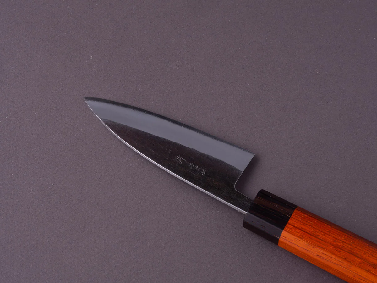 Hitohira - TD - Stainless Clad Blue #2 - Kurouchi Nashiji - 105mm Utility - Padauk Handle - Image 5