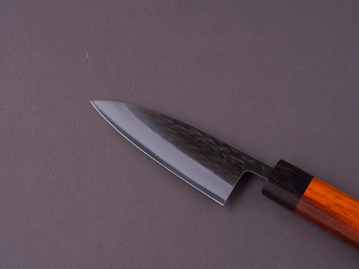 Hitohira - TD - Stainless Clad Blue #2 - Kurouchi Nashiji - 105mm Utility - Padauk Handle - Image 6