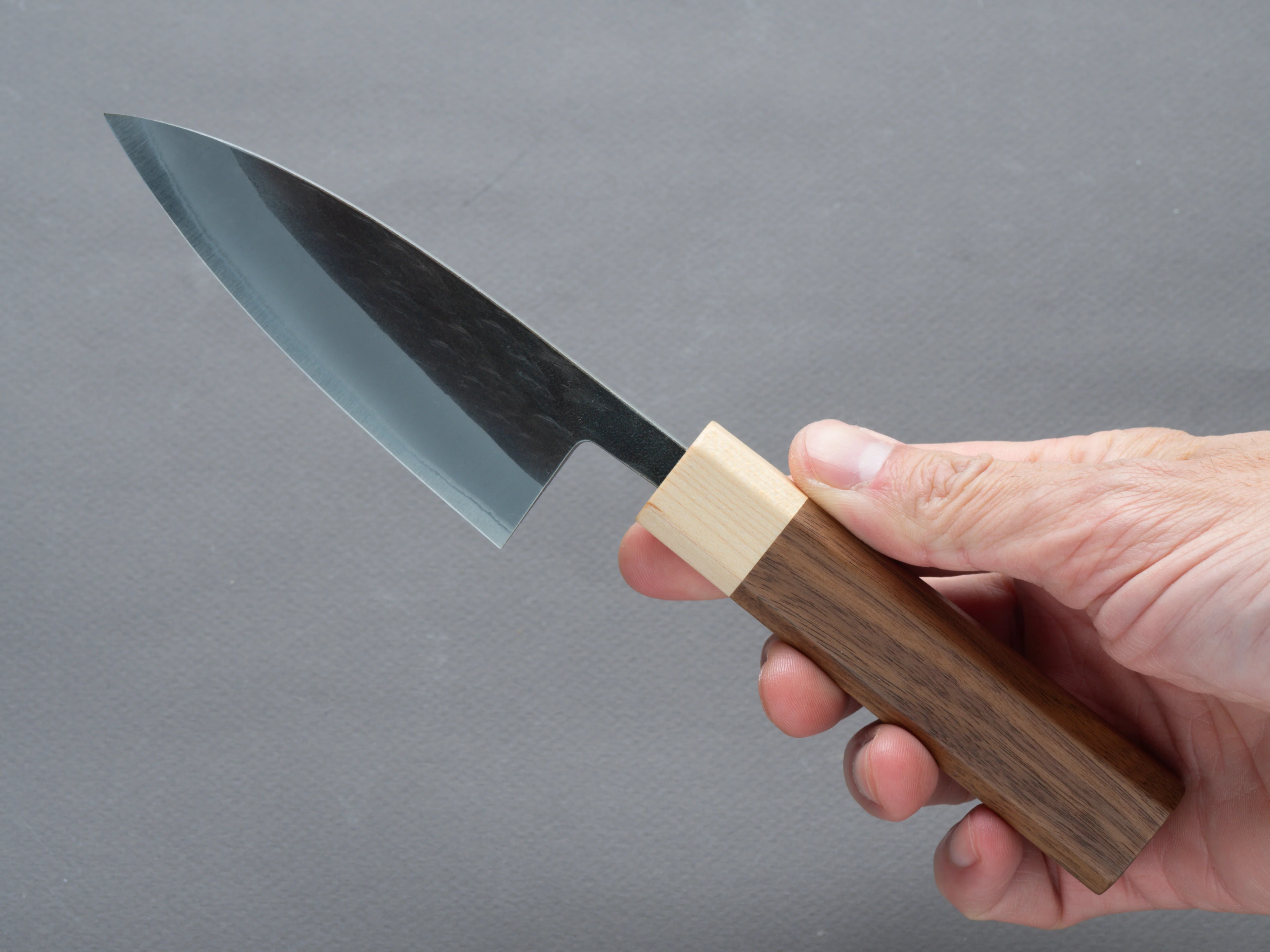Hitohira - TD - Blue # 2 - Stainless Clad - Kurouchi - Petty - 105mm - Walnut Handle - Image 6