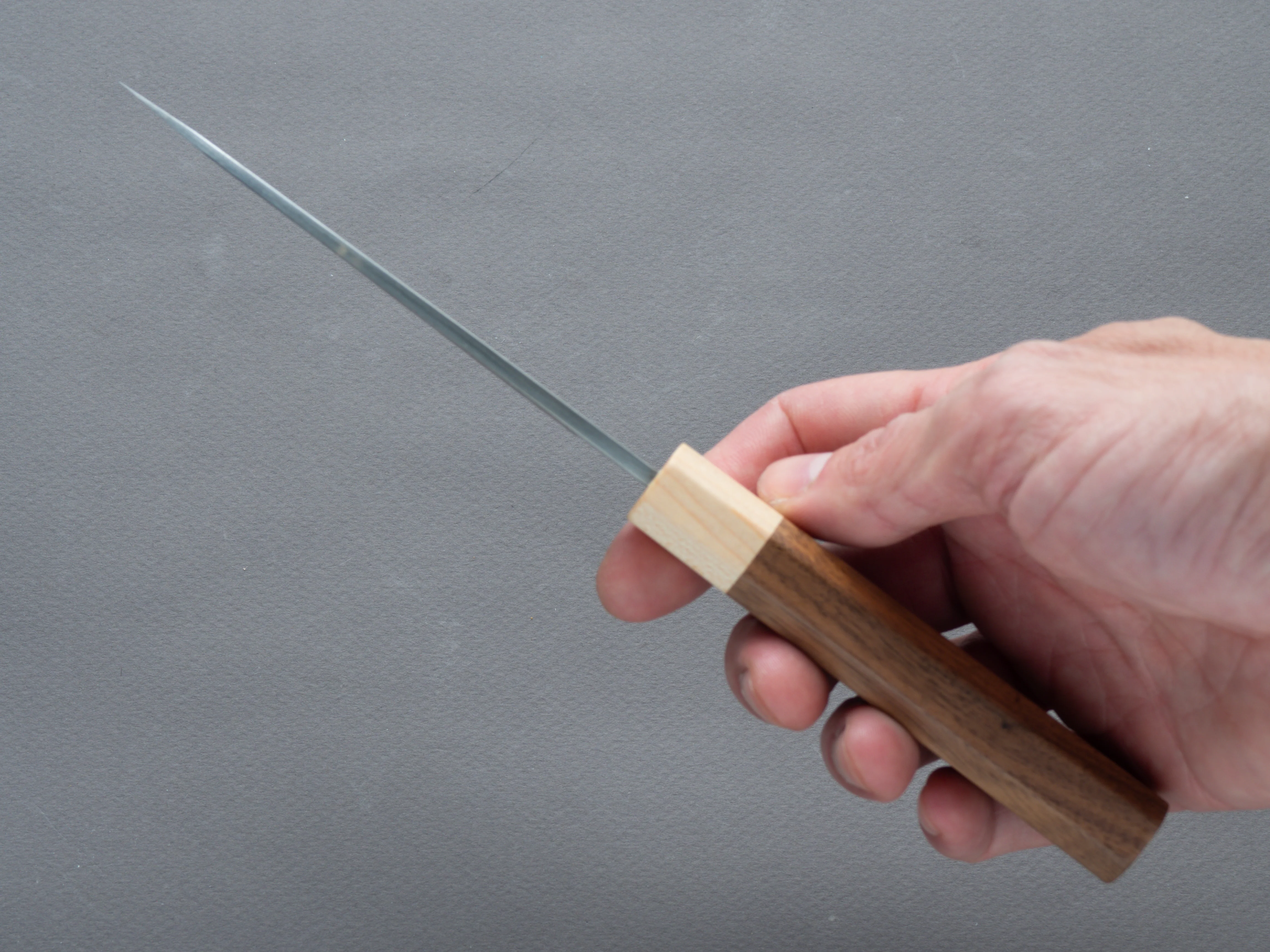 Hitohira - TD - Blue # 2 - Stainless Clad - Kurouchi - Petty - 105mm - Walnut Handle - Image 8