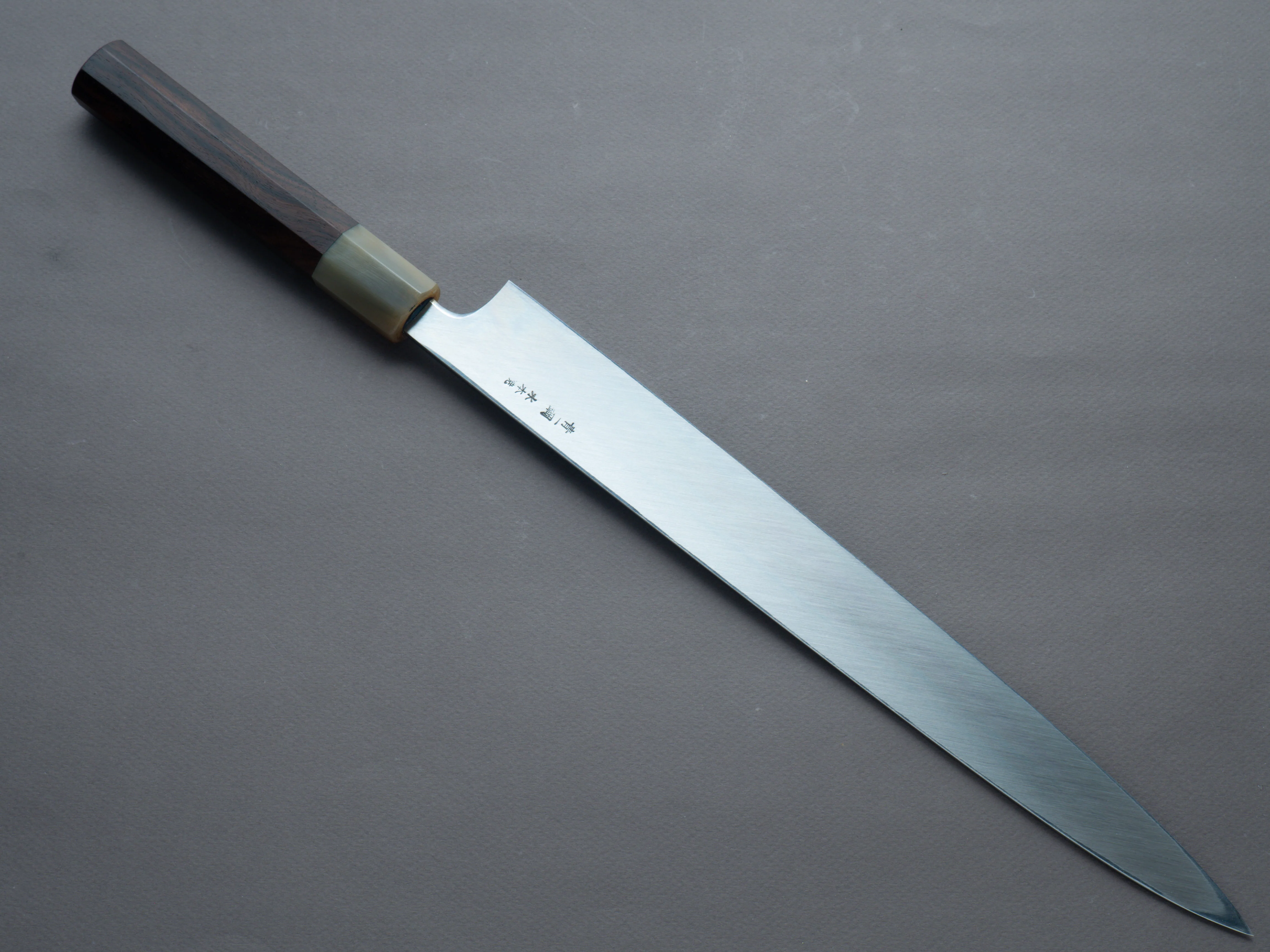 Hitohira - Togashi - Blue #1 - Mizu Honyaki - 330mm Yanagiba - Taihei Ebony Handle - Saya - Image 3