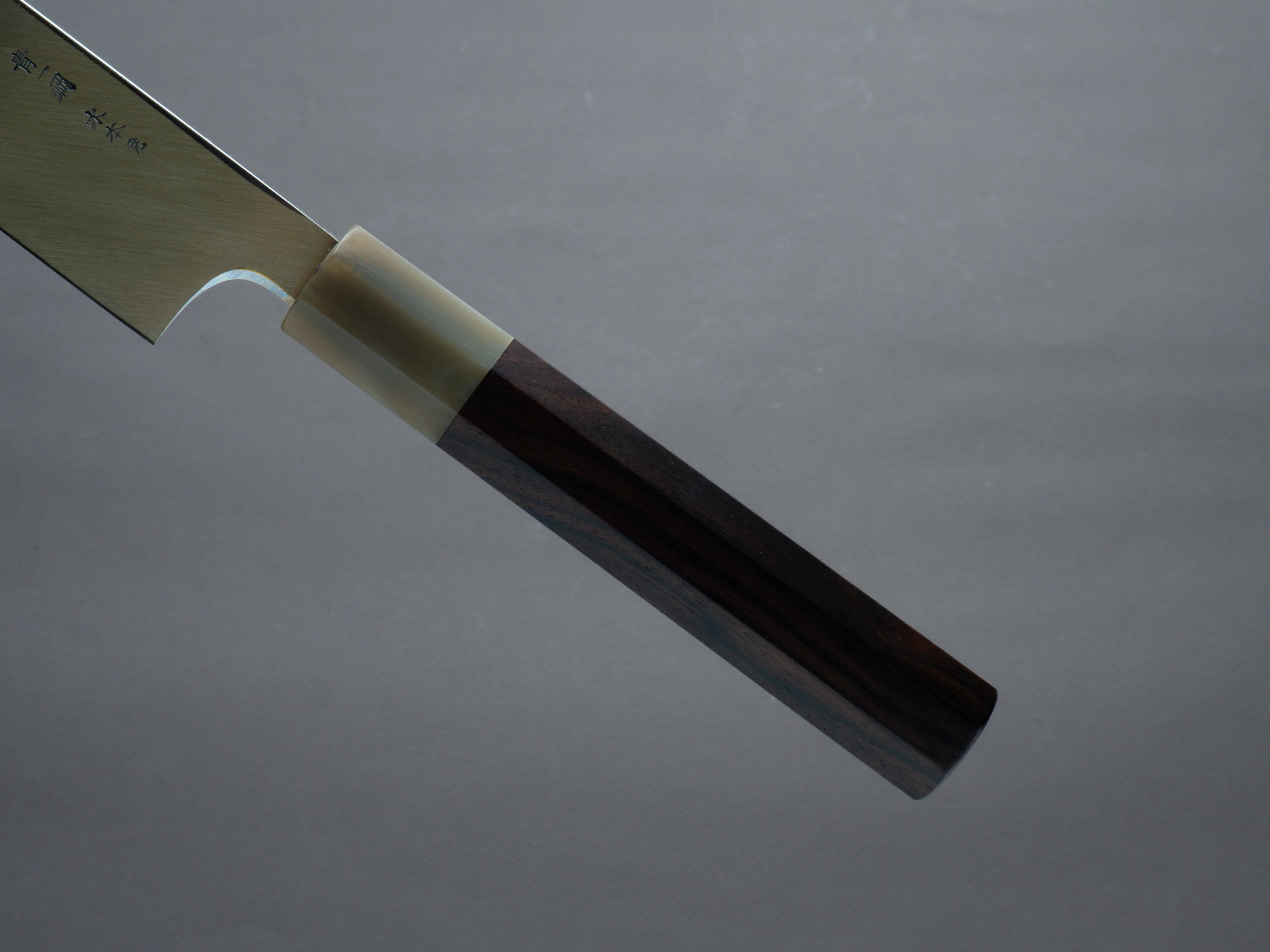 Hitohira - Togashi - Blue #1 - Mizu Honyaki - 330mm Yanagiba - Taihei Ebony Handle - Saya - Image 6