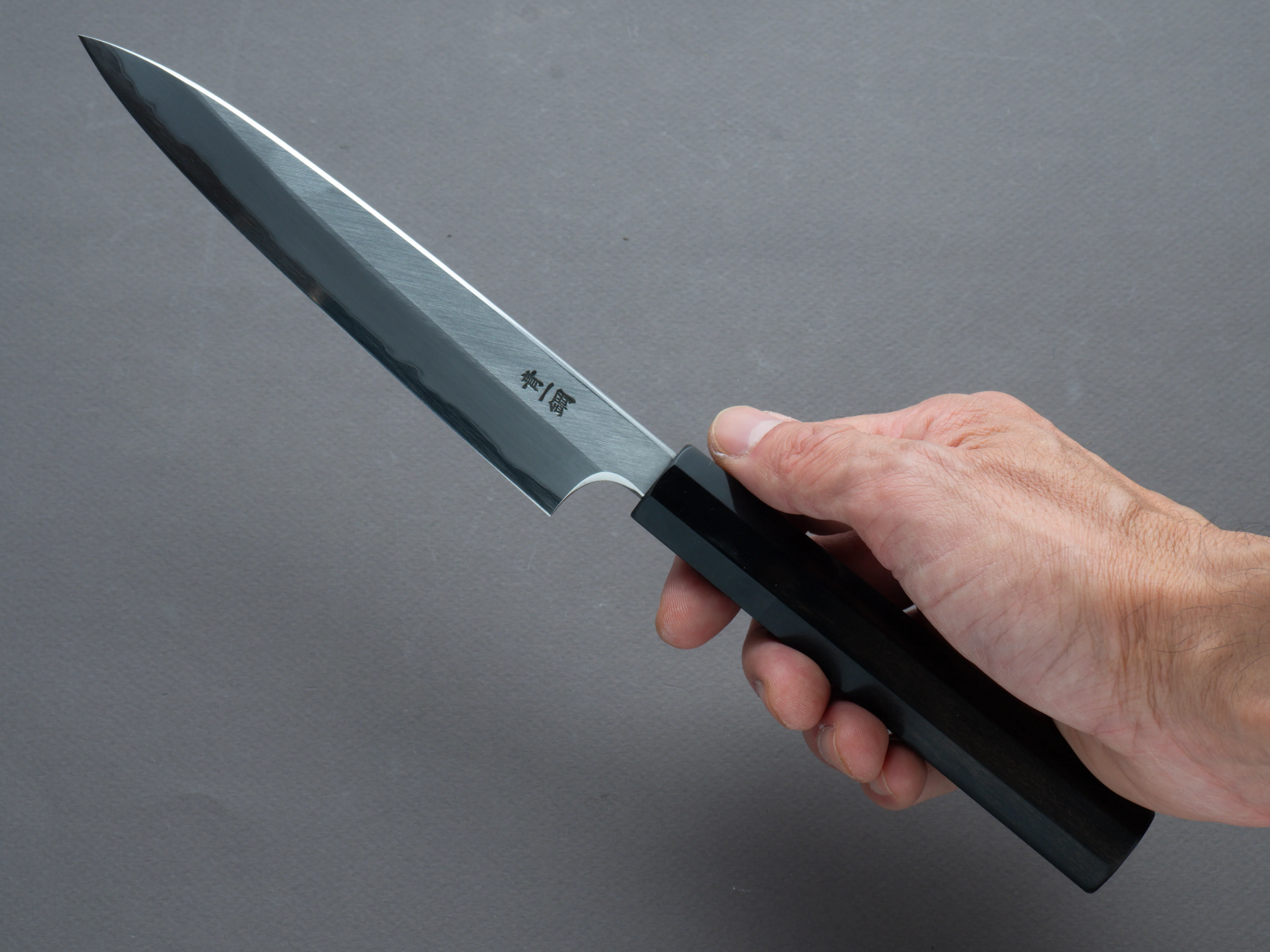 Hitohira - Togashi - Blue #1 Stainless Clad - 165mm Petty - Taihei Ebony Handle - Image 6