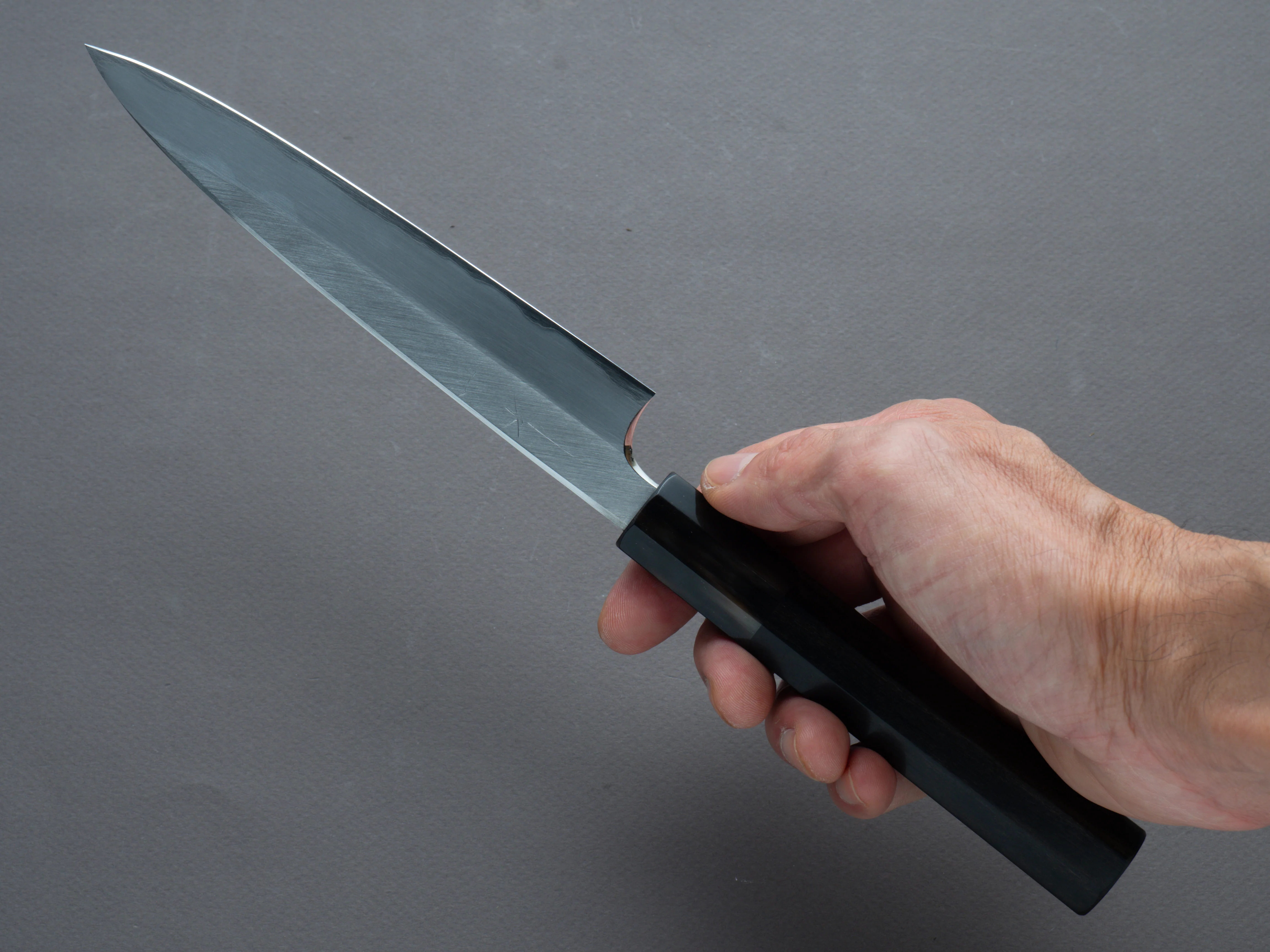 Hitohira - Togashi - Blue #1 Stainless Clad - 165mm Petty - Taihei Ebony Handle - Image 7
