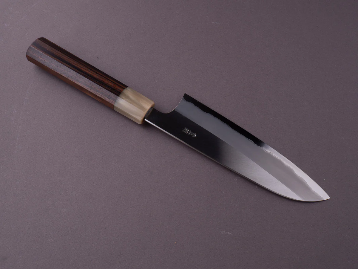 Hitohira - Togashi - Blue #1 - Stainless Clad - 180mm Santoku - Taihei Makassar Ebony Handle - Image 2