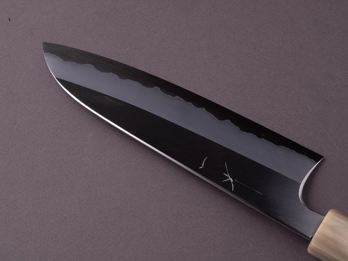 Hitohira - Togashi - Blue #1 - Stainless Clad - 180mm Santoku - Taihei Makassar Ebony Handle - Image 7