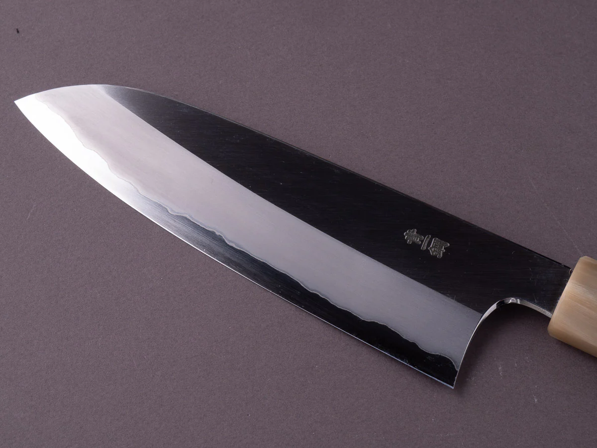 Hitohira - Togashi - Blue #1 - Stainless Clad - 180mm Santoku - Taihei Makassar Ebony Handle - Image 8