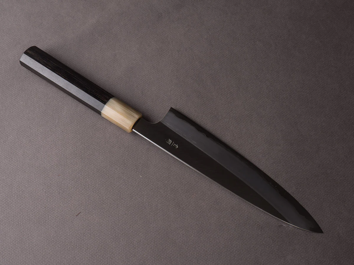 Hitohira - Togashi - Blue #1 Stainless Clad - 210mm Gyuto - Ebony Handle - Image 3