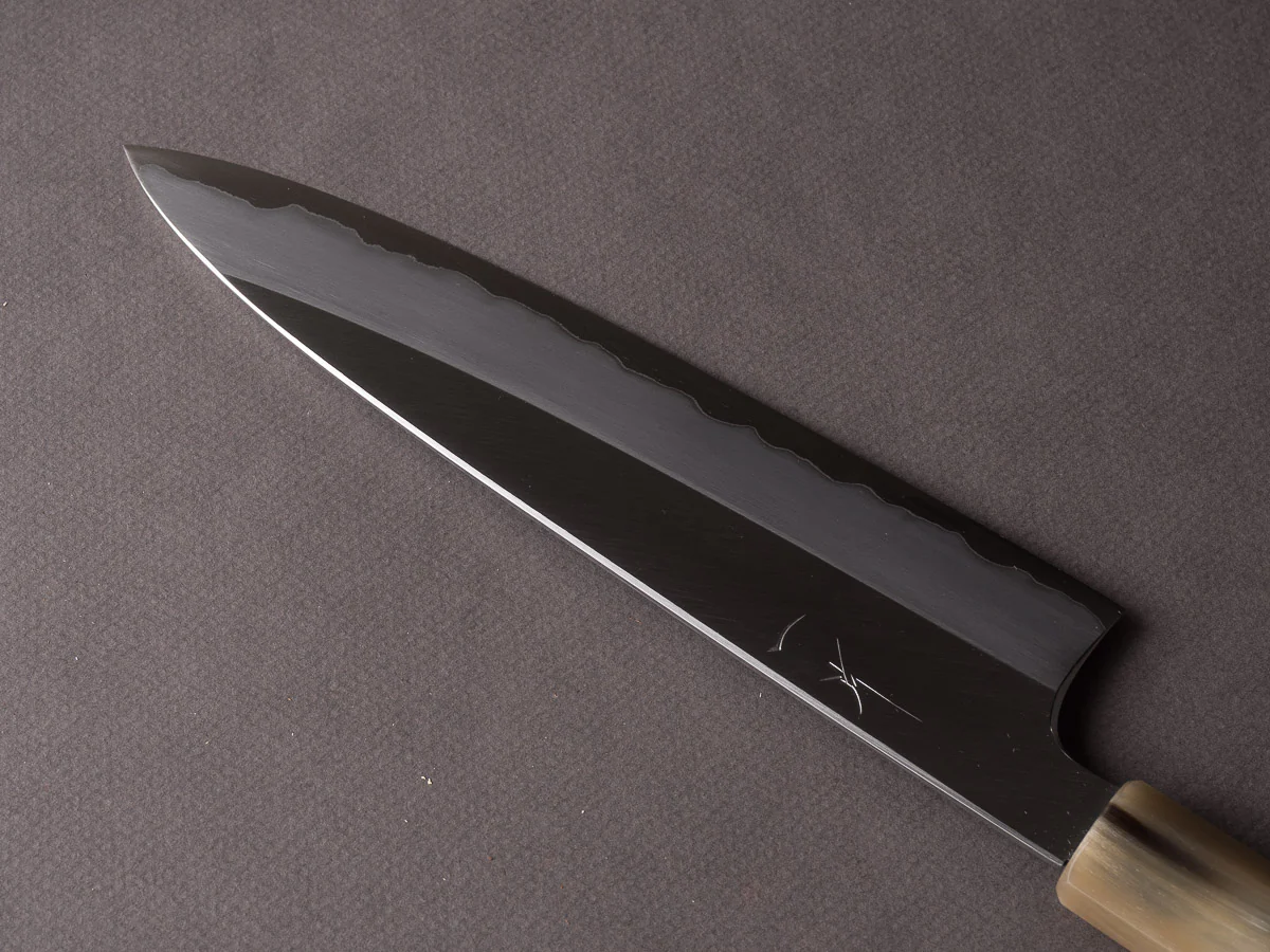 Hitohira - Togashi - Blue #1 Stainless Clad - 210mm Gyuto - Ebony Handle - Image 4