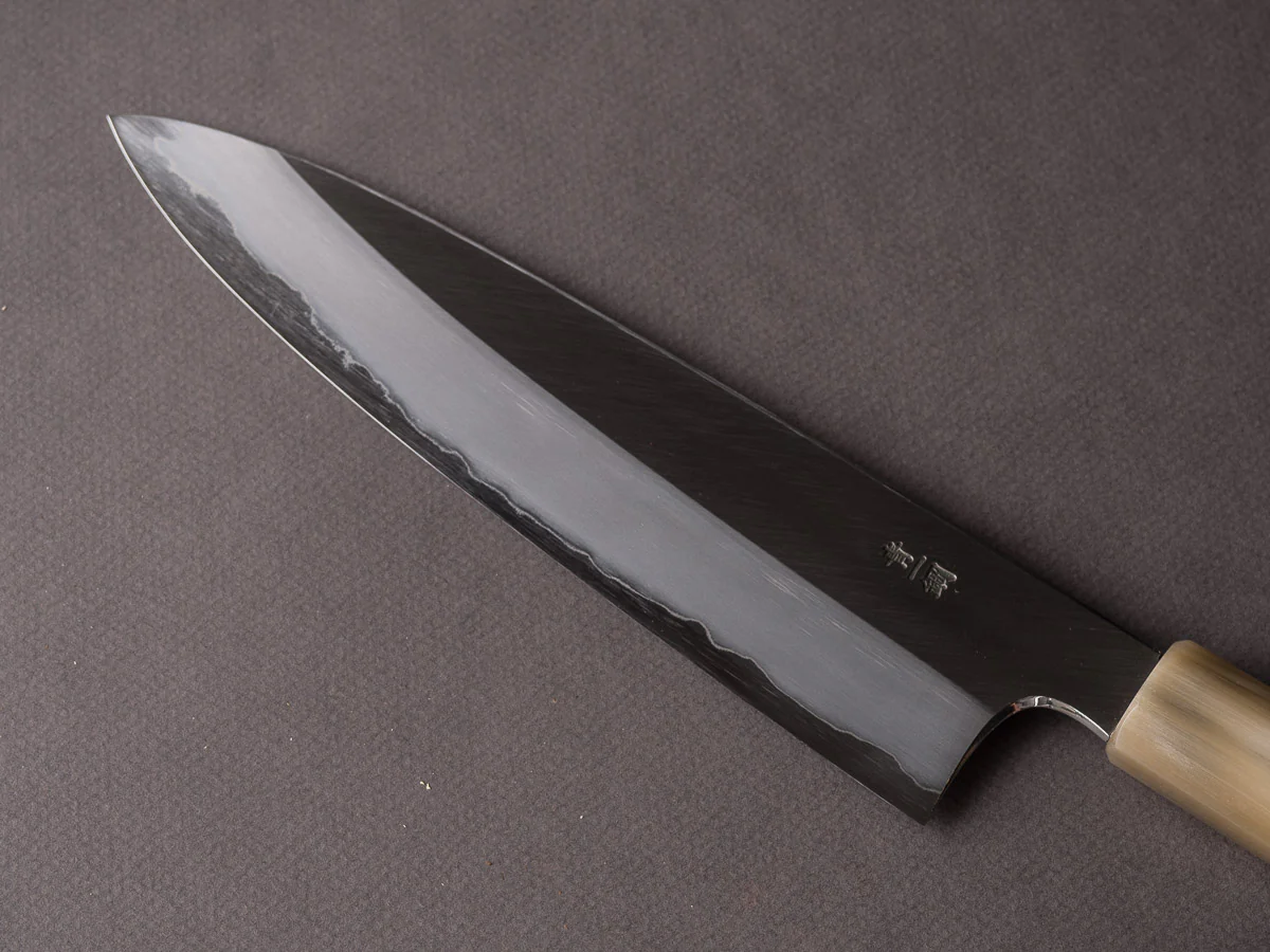 Hitohira - Togashi - Blue #1 Stainless Clad - 210mm Gyuto - Ebony Handle - Image 5