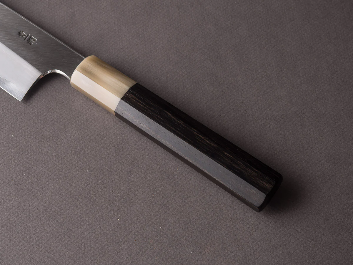 Hitohira - Togashi - Blue #1 Stainless Clad - 210mm Gyuto - Ebony Handle - Image 6