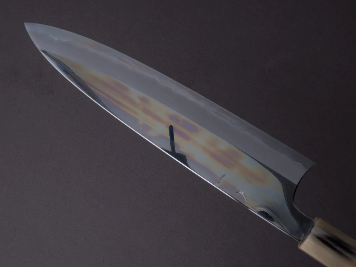 Hitohira - Togashi - Blue #1 Stainless Clad - Mirror Polished - 240mm Gyuto - Tahei Makassar Ebony Handle - Image 3