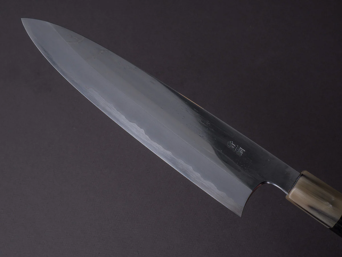 Hitohira - Togashi - Blue #1 Stainless Clad - Mirror Polished - 240mm Gyuto - Tahei Makassar Ebony Handle - Image 4
