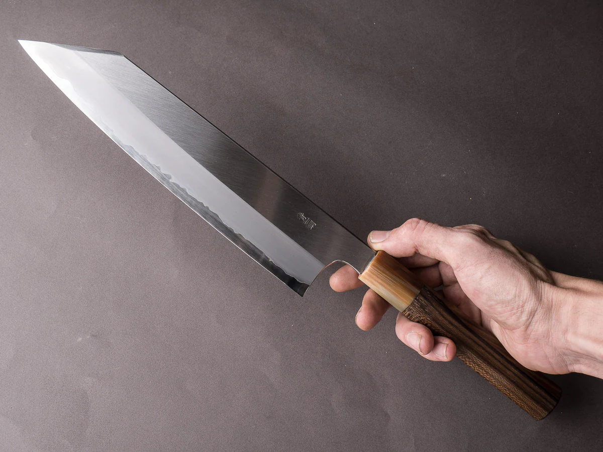 Hitohira - Togashi - Blue #1 Stainless Clad - 270mm Kiritsuke Gyuto - Ziricote Handle - Image 11